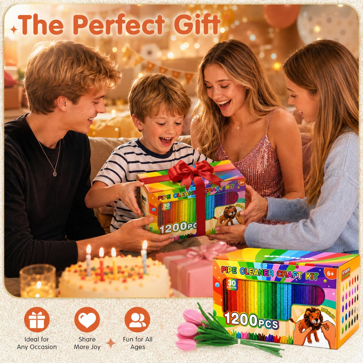LOTWOW 1200PCS Pipe Cleaners Bulk 30 Colors, 18 DIY Projects & Video Guides