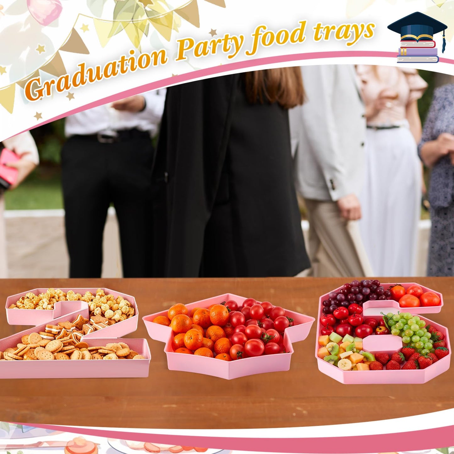 Tellingyou 3 Pcs 13.7" 2026 Graduation Fillable Letter, Plastic Number Trays for Food 2026, Charcuterie Number, Grad Fillable Letter for Class of Congrats Grad Party Supplies(2026,Light Pink)