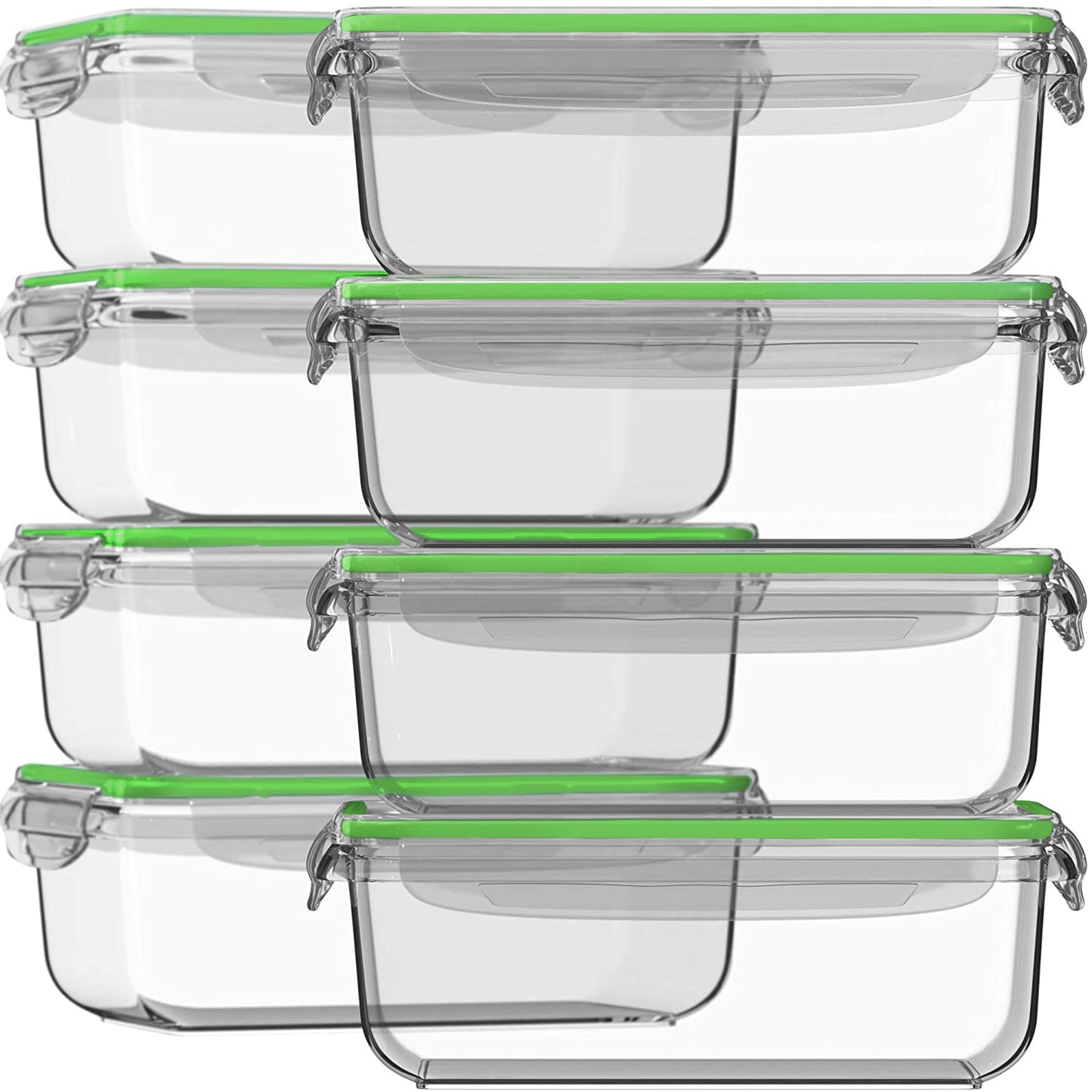 Razab 16 Pc (Set of 8) 30 Oz Glass Meal Prep Containers with Lids, Airtight Large Glass Food Storage Containers, Reusable Leak Proof BPA Free, Freezer to Oven and Dishwasher Safe