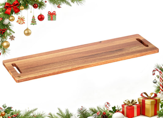 Dofira Large Charcuterie Board – Featuring Built-In Side Handles, 32" Acacia Wood Serving Board for Cheese, Meat & Appetizers – Extra Long Kitchen Platter for Gatherings, BBQ & Home Decor
