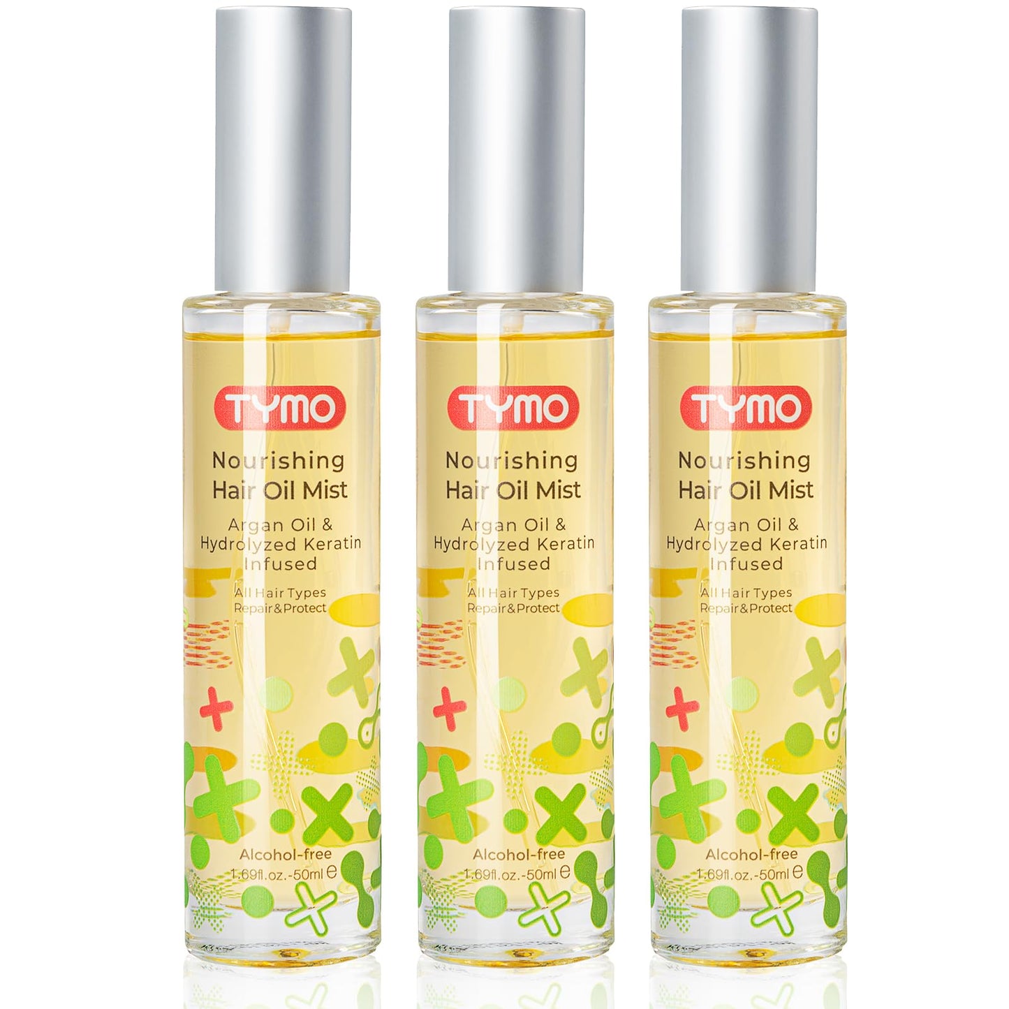 TYMO Argan Hair Oil Spray - Hydrating Veganic Natural 6 Blend Oil for Frizzy & Dry Hair, Organic Pure Formula, Daily Use Hair Treatment, Smooth Damaged Ends, Olive Oil & Vitamin E Infused, Pack of 3
