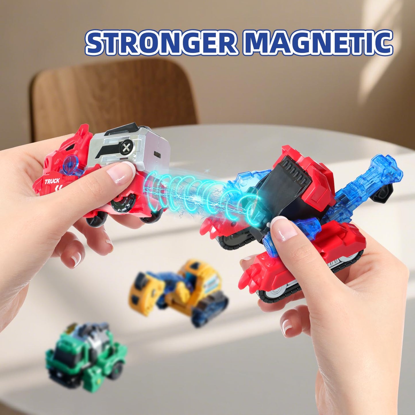 VEAIS - Magnetic Transformation Dinosaur Robot Toys, 6 in 1 Transformer Robot Toy for Kids, Easy Assembly Function, Robot Construction Vehicle Set for Kids
