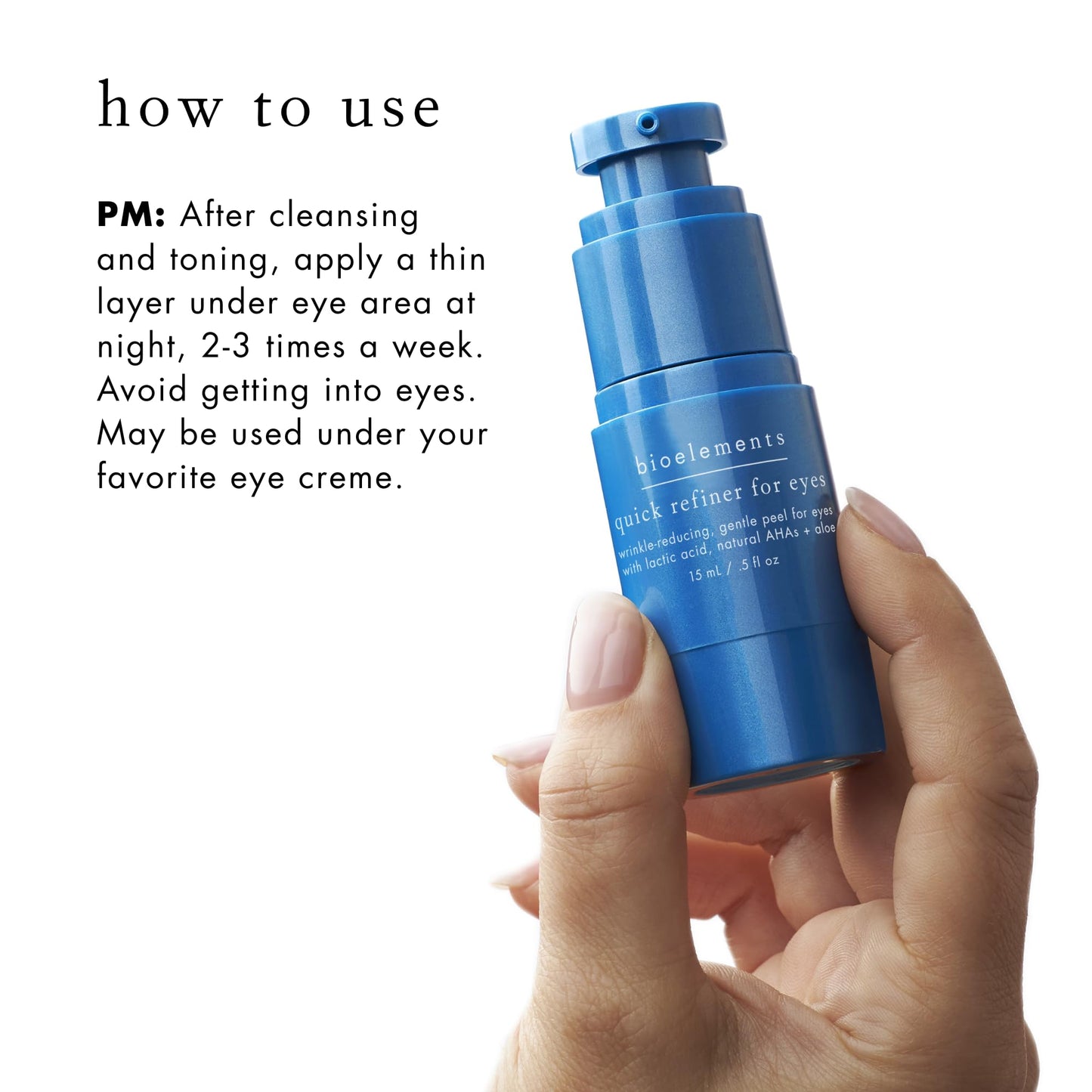 Bioelements. Quick Refiner for Eyes - 0.5 fl oz - Wrinkle-Reducing, Gentle AHA & Lactic Acid Peel for Eyes - All Skin Types - Vegan, Gluten Free - Never Tested on Animals
