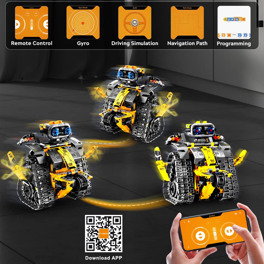 HOGOKIDS Robot Building Toys for Kids - 5 in 1 Remote & APP Controlled Building Set | RC Wall Robot/Engineer Robot/Mech Dinosaur STEM Toys for Boys Girls Age 6 7 8 9 10 11 12+ Year Old (520 Pcs)