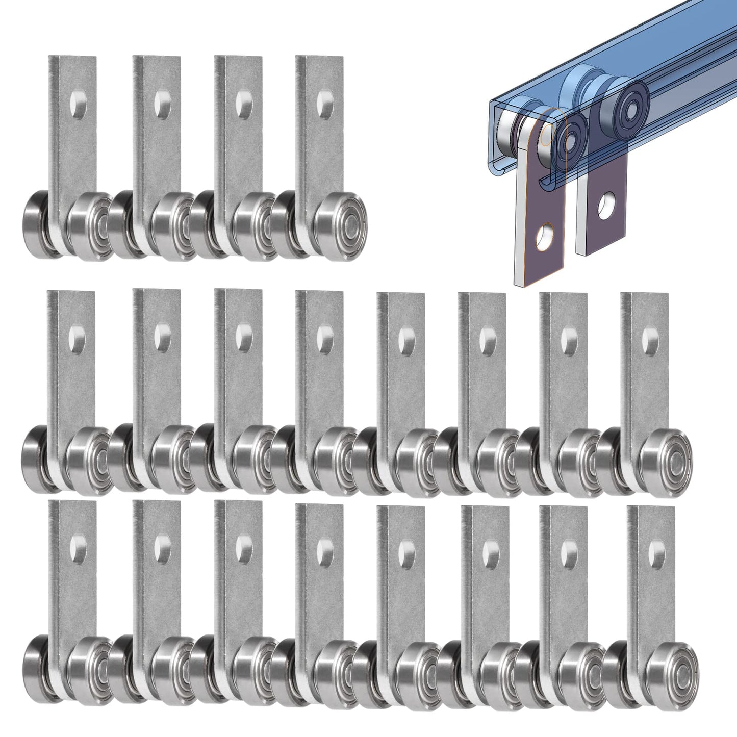 SKTREX 2 Wheel Trolley Assembly Rollers Two Bearing Trolley Assembly for 1-5/8" Wide and All 1-5/8" or Taller Strut Channel 20 pcs