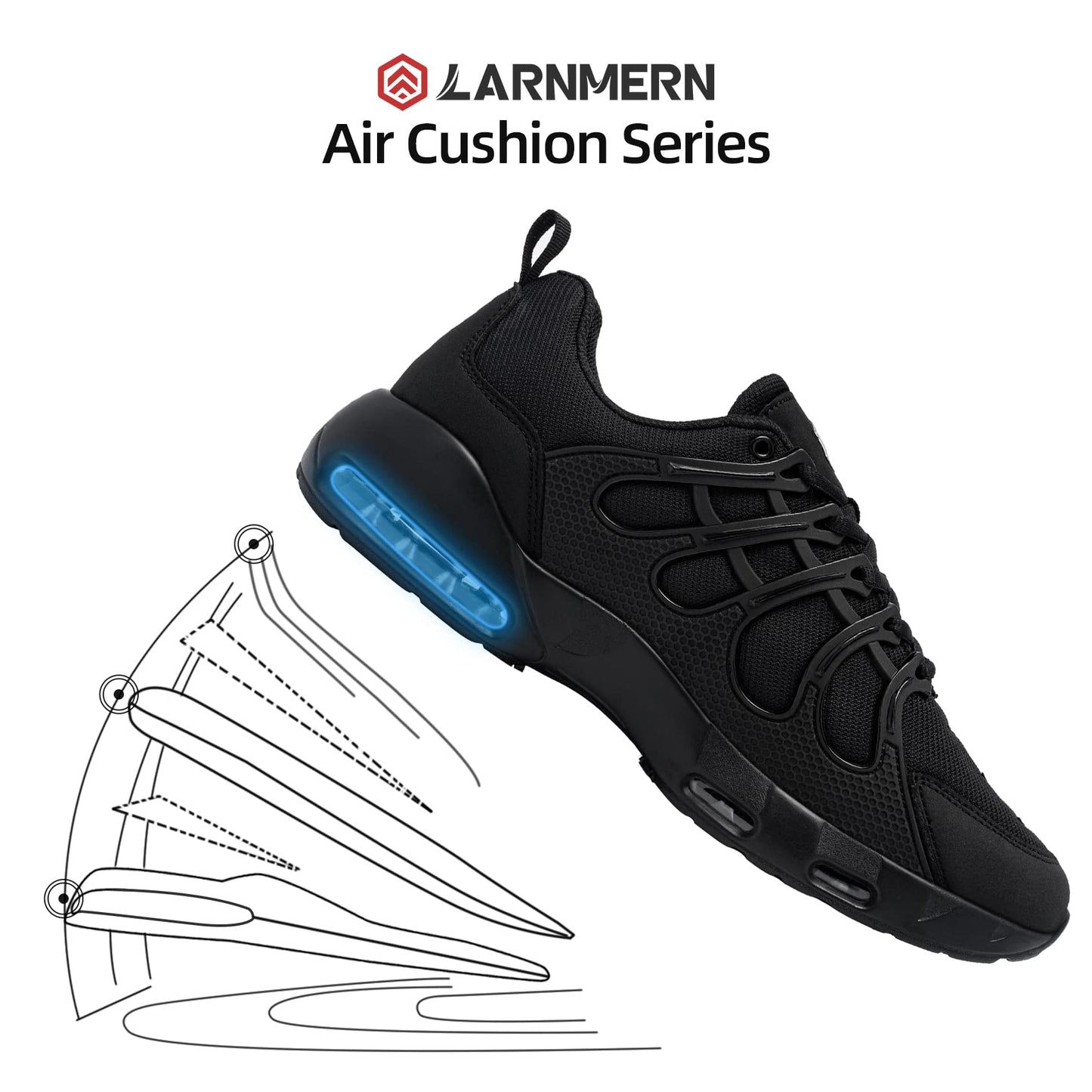 LARNMERN Waterproof Slip Resistant Work Shoes for Men Sneakers Working Chef Kitchen Restaurant Mens Slip Resistant Working Footwear Casual Air Cushion, Black 7.5