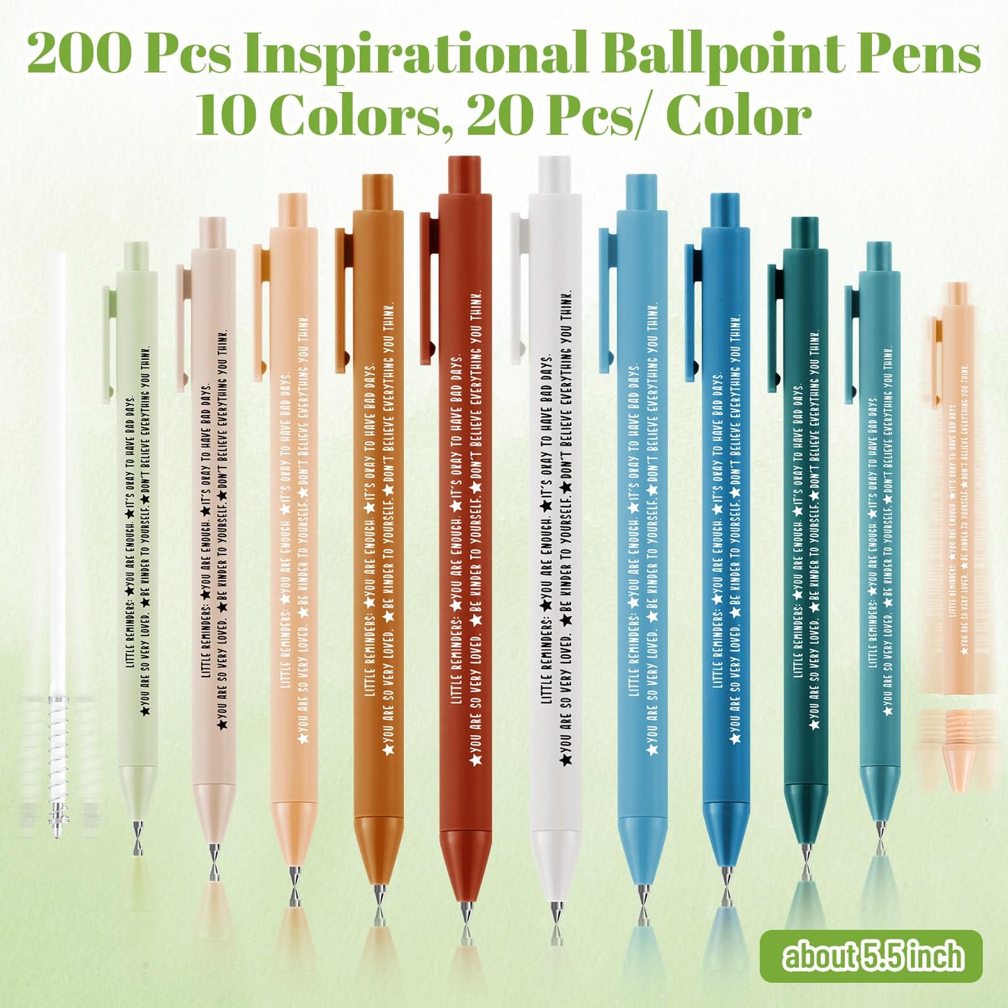 Sayglossy Inspirational Pens Gifts Bulk Mental Health Motivational Quotes Ballpoint Pen Black Ink Thank You Appreciation Gift for Nurse Cna Week Employee Coworker Office Teacher(200 Pcs,Multicolor)