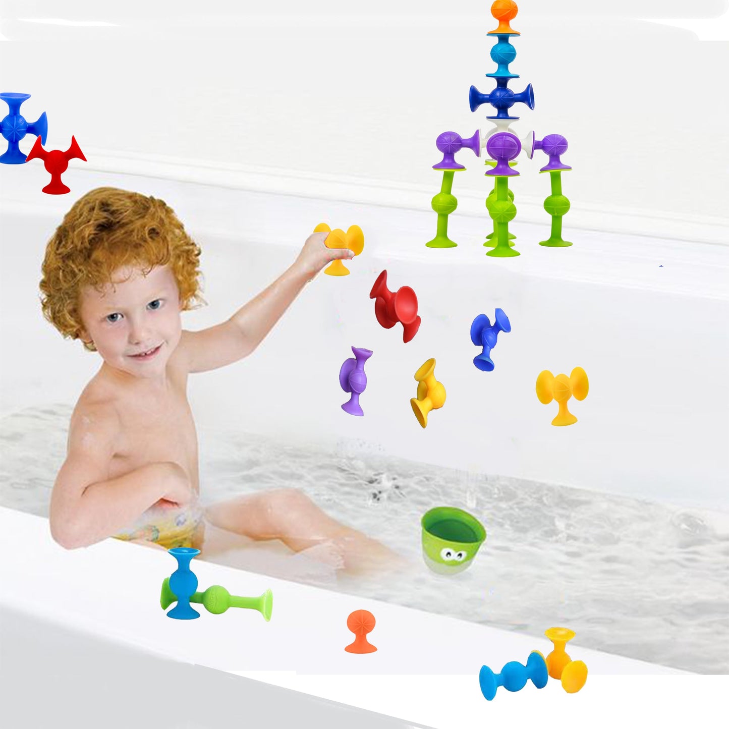 48 Piece Suction Cup Toys Construction Set - Stem Learning Toys - Silicone Building Blocks DIY Blocks Toys-Darts Sucker Toys are Fun Bath Toys,Sensory Toy for Toddlers 3 Year Old Boys and Girls