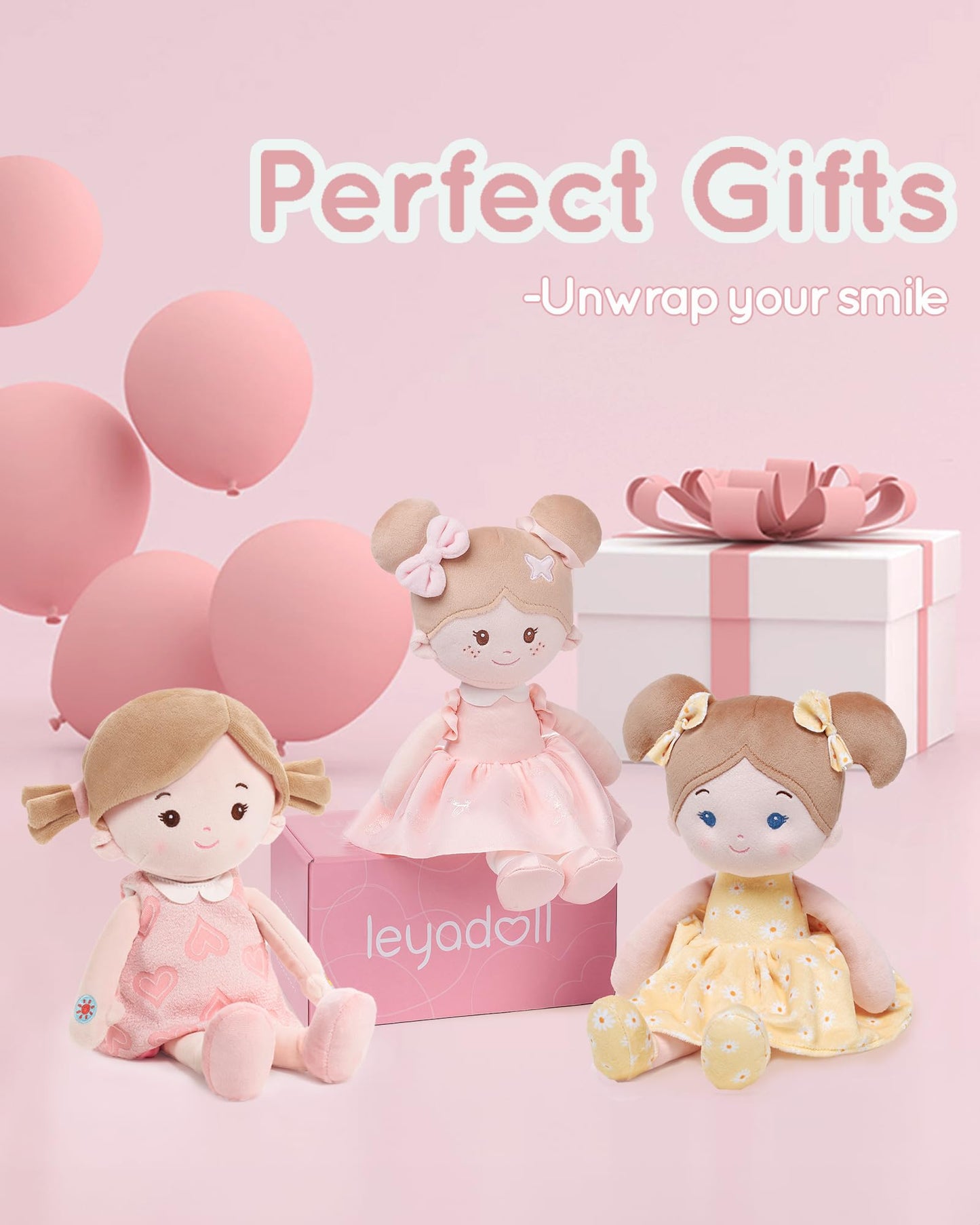 LeyaDoll Soft Baby Doll for 1 Year Old Toddler Girls - My First Interactive Talking Doll with 5 Emotional Sounds, Lullaby Music & Reversible Dress for Sleep Routine, Birthday Gift
