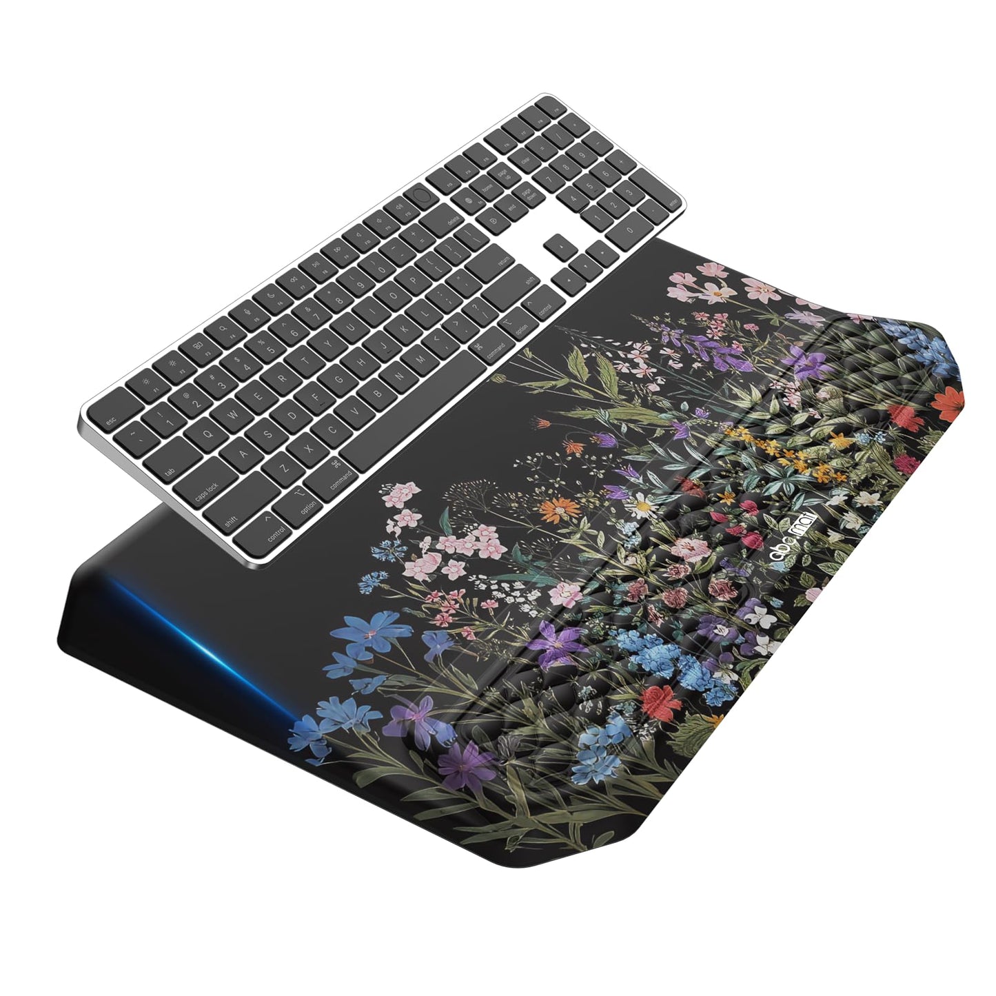 2-in-1 Ergonomic Keyboard Stand with Wrist Rest, Comfy Keyboard Riser Holder with Massage Design, Flower