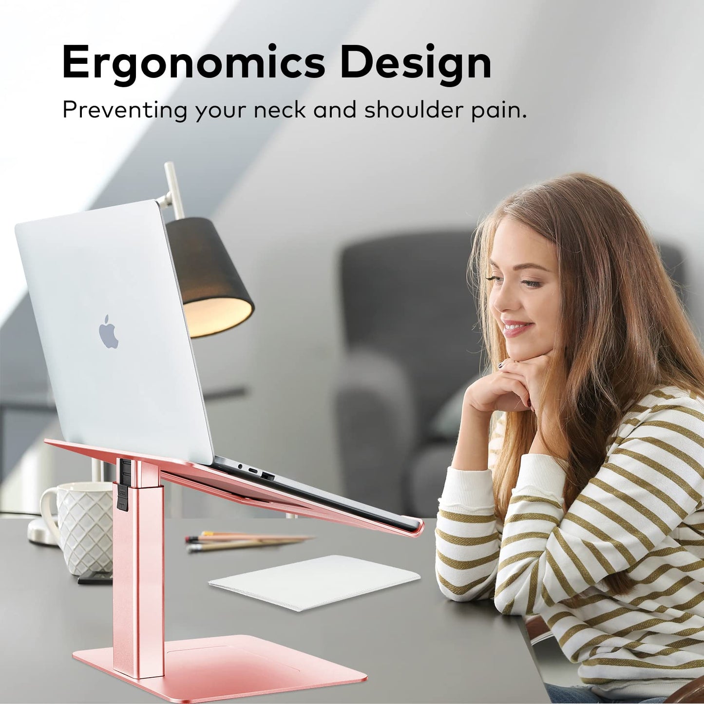 VECOFO Laptop Stand for Desk, Ergonomic Aluminum Laptop Stand Adjustable Height from 7-15", Sitting and Standing Laptop Riser for 10-17" Notebook