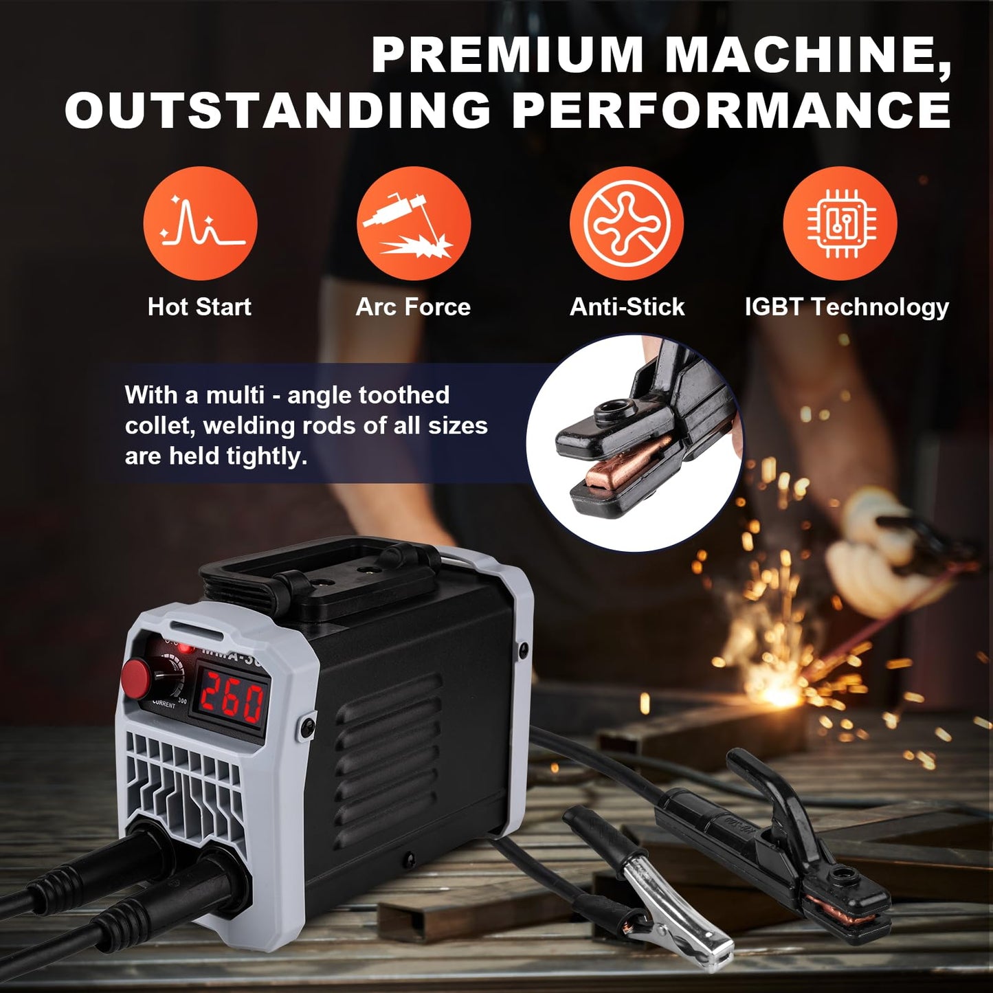 BetyBedy Stick Welder, Portable Mini Welding Machine, 110V MMA-300Amp Welder Machine with Hot Start, Arc Force, Anti-Stick, IGBT Inverter Electric Welding Machine for 1/16"-1/8" Rod ARC Welder