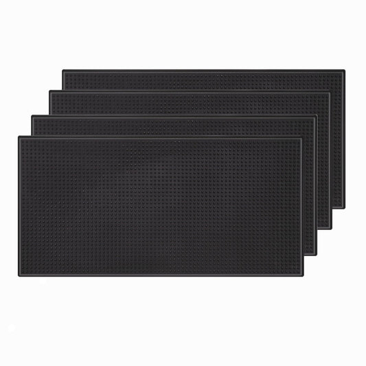 4 Pack Bar Mat, Dish Drying Mat, Large 31.5in x 12in Rubber Thick Durable Service Bar Mat for Home Kitchen Countertop Mat, Espresso Coffee Bar Mat, Black