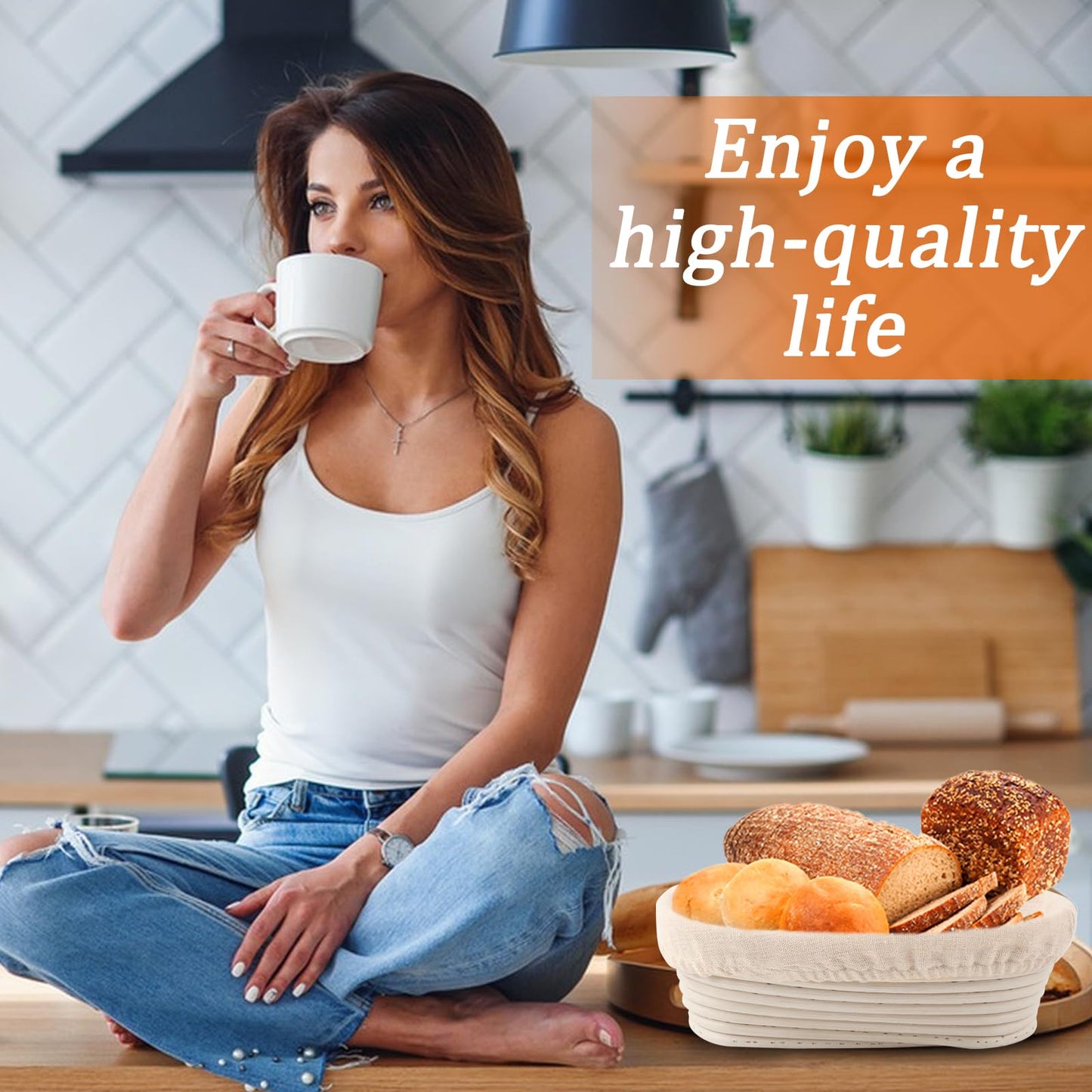 Nalcant 4 Pack Oval Banneton Proofing Basket Set 10 Inch, Natural Rattan Sourdough Bread Baskets with Linen Liners, Artisan Dough Rising Bowls for Home & Professional Bakers (10" Oval, Set of 4)