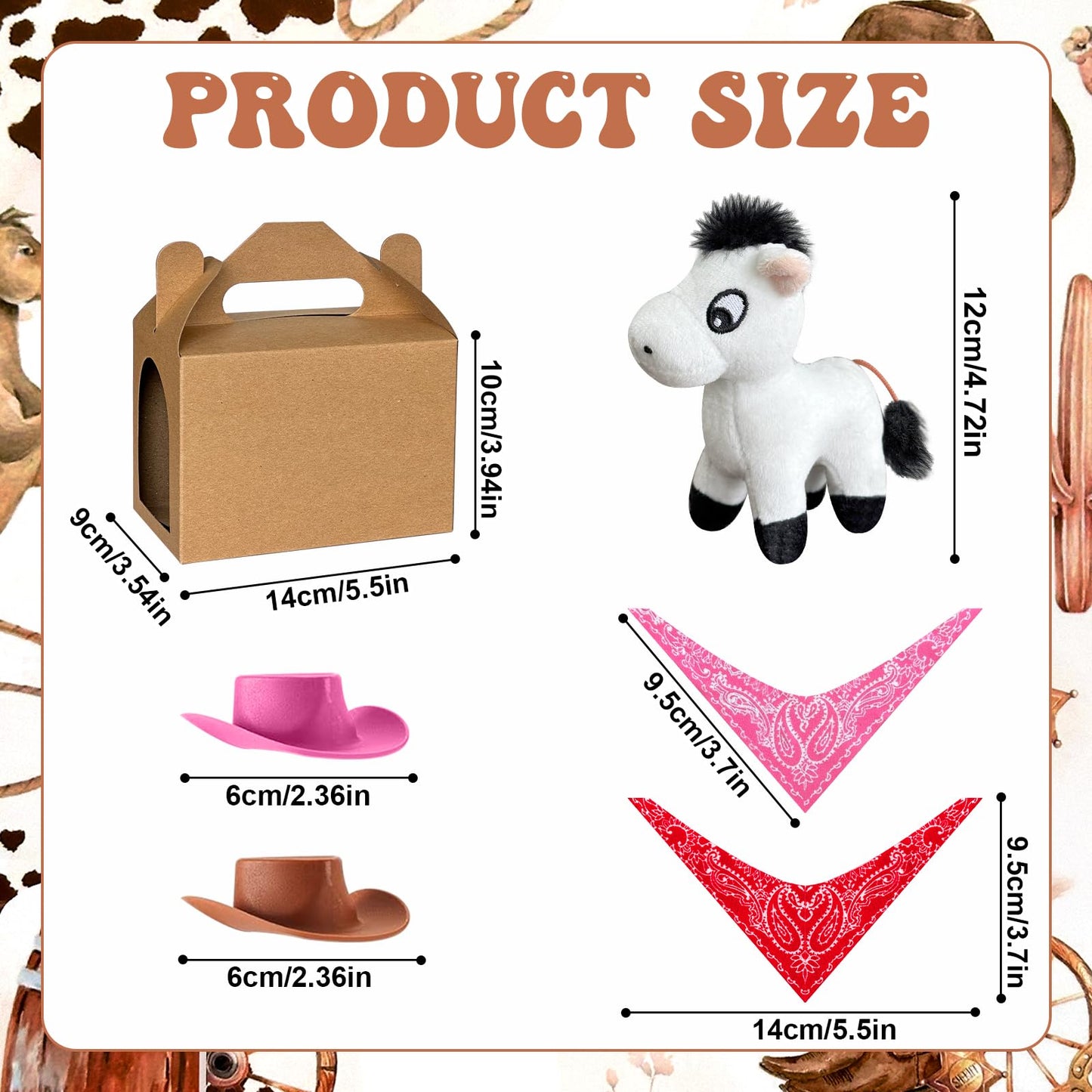 Jiytivity 48 Pcs Adopt a Horse Animal Party Favors Include 12 Mini Stuffed Horse 12 Boxes 12 Hats 12 Scarves for Adopt a Grassland Animal Party Favor Pet Birthday Supply Gifts