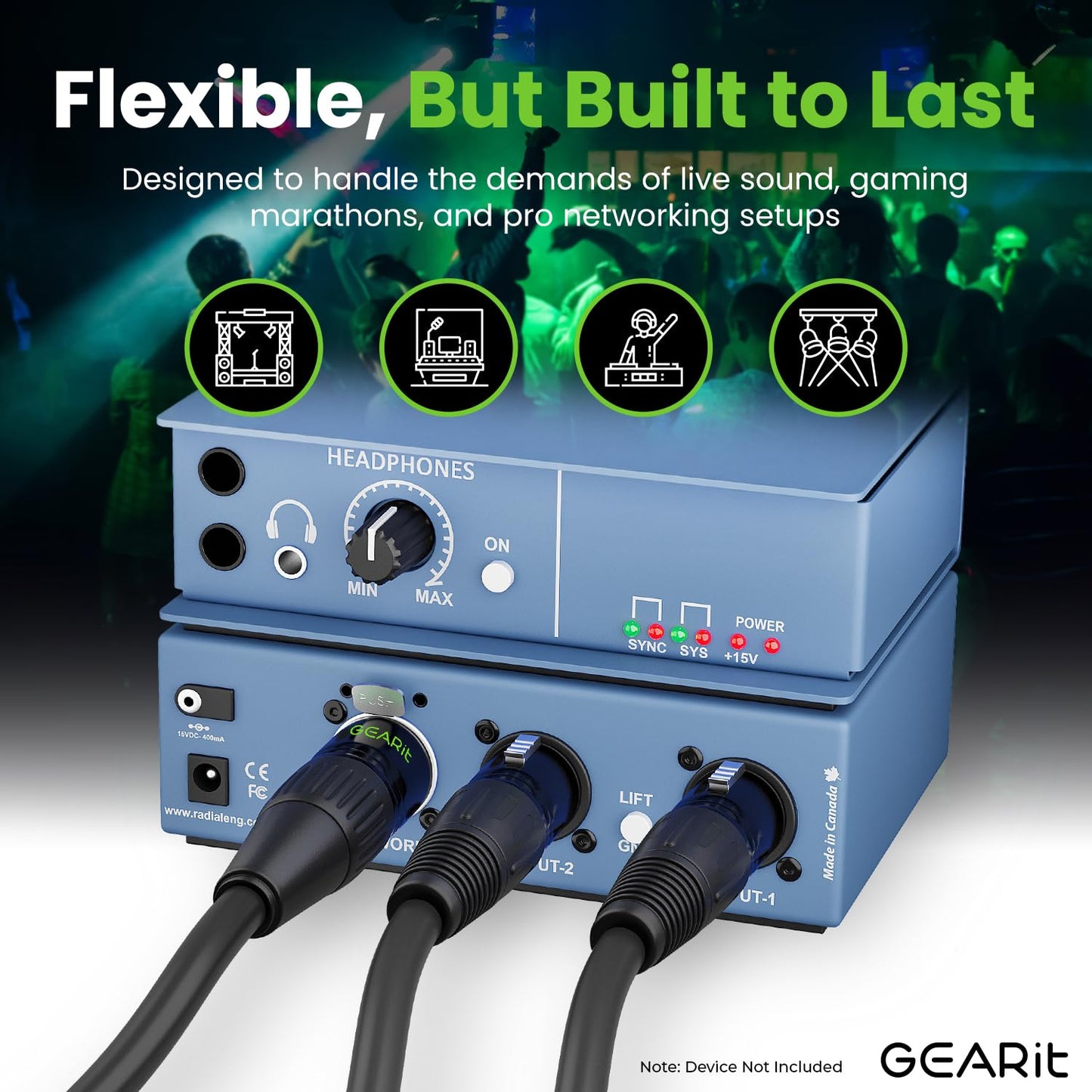 GEARit Shielded CAT6 Ethercon Cable (50 Feet) Professional Audio & Lighting RJ45 EtherCON-Compatible Cable for Studio, Stage, Concerts - 50ft Black