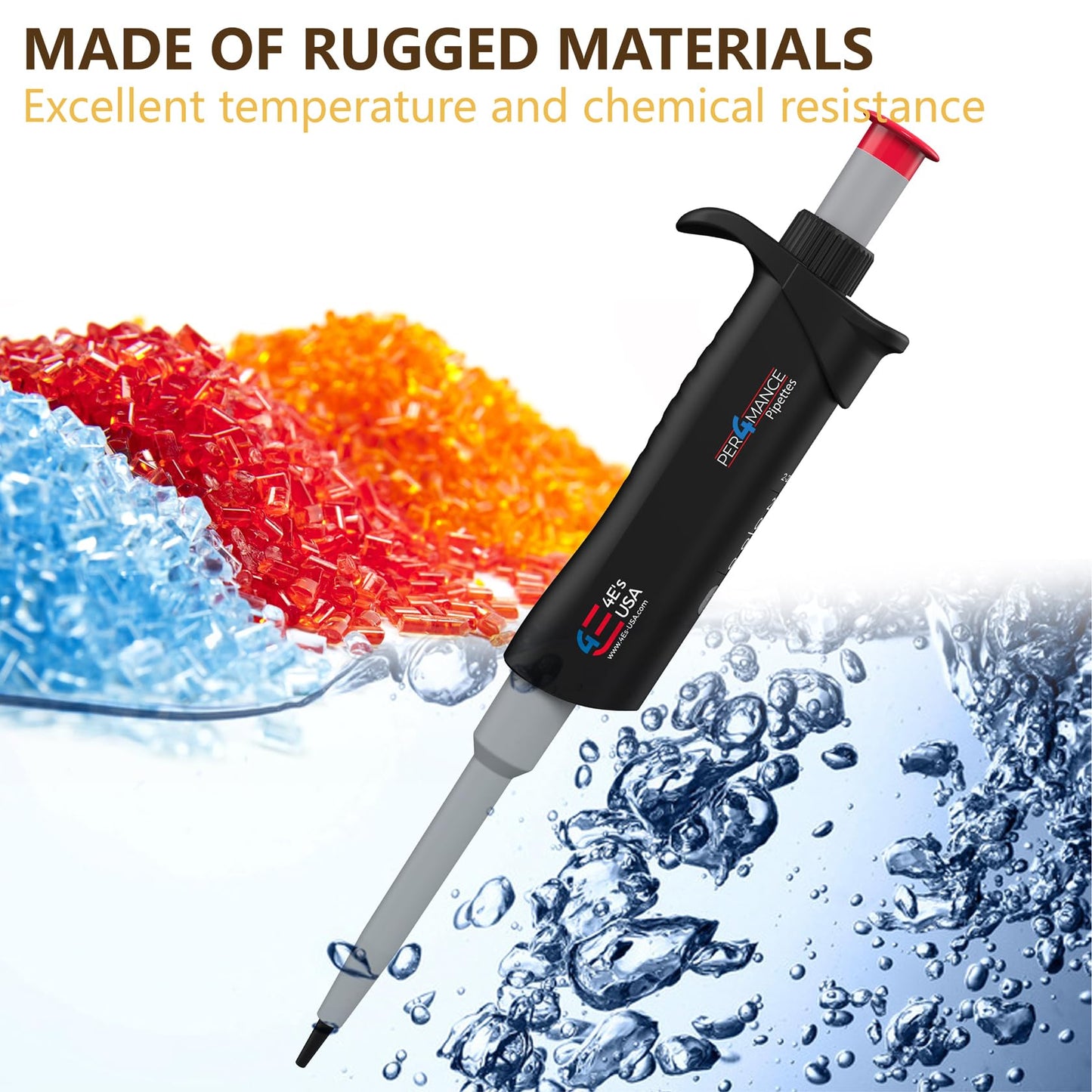 PER4MANCE Pipette - 2~20µL Adjustable Single Channel Pipette, ISO Calibrated Low Plunger-Force Ergonomic Micropipette with Autoclavable Lower and Universal Tip Cone, Ultra-Light Precise Pipettor