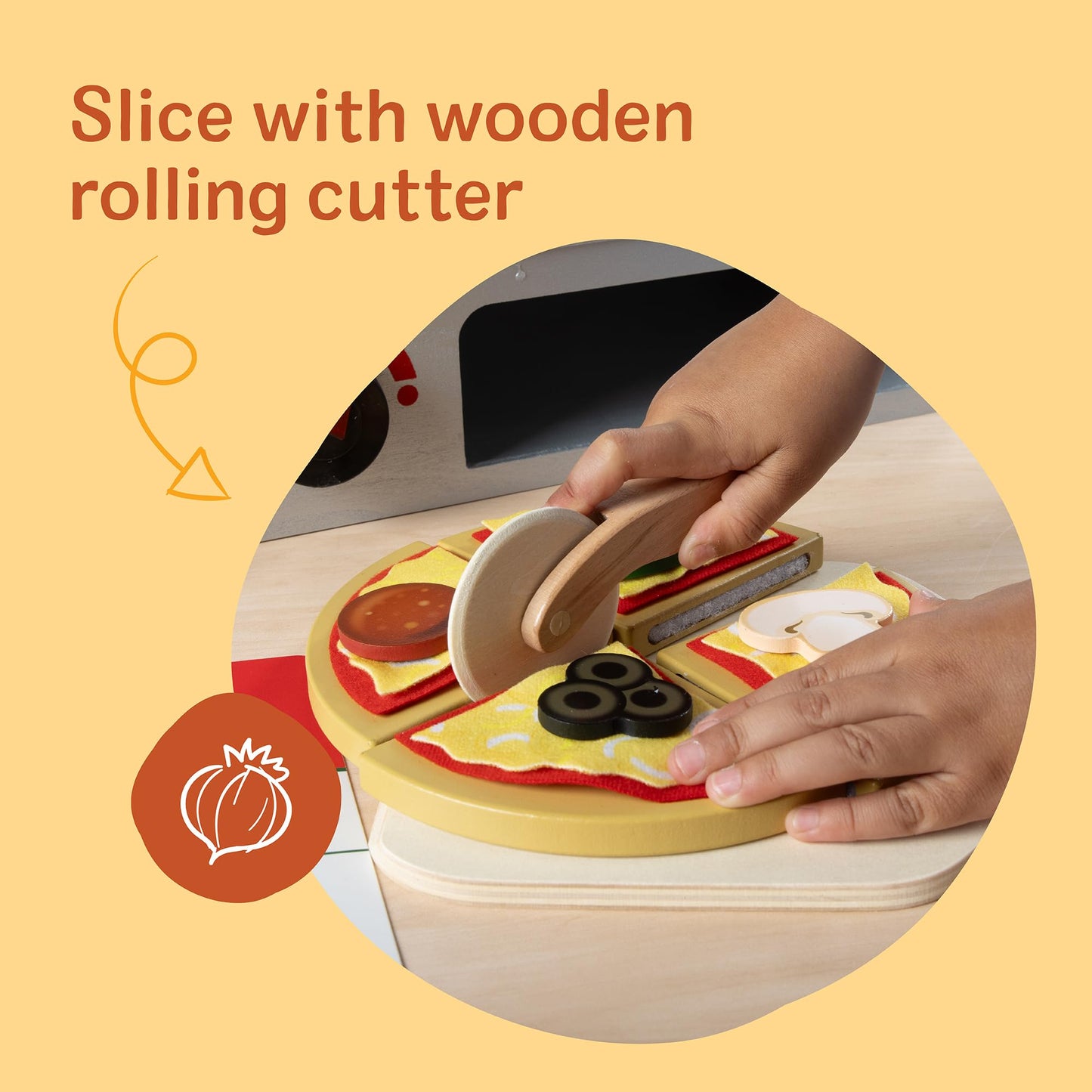 Melissa & Doug Top & Bake Wooden Pizza Counter Play Set with Play Food (41 Pcs) Preschool Toy - FSC CertifiedPizza, Wooden Food Set, Pretend Sets for Kids Ages 3+