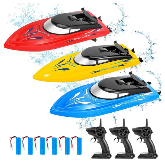 3PACK Remote Control Rc Boat for Kids, 2.4Ghz Control, Whole Body Waterproof, 6 Rechargeable Batteries Summer Water Toys for Pools Lakes River & Bathtub.