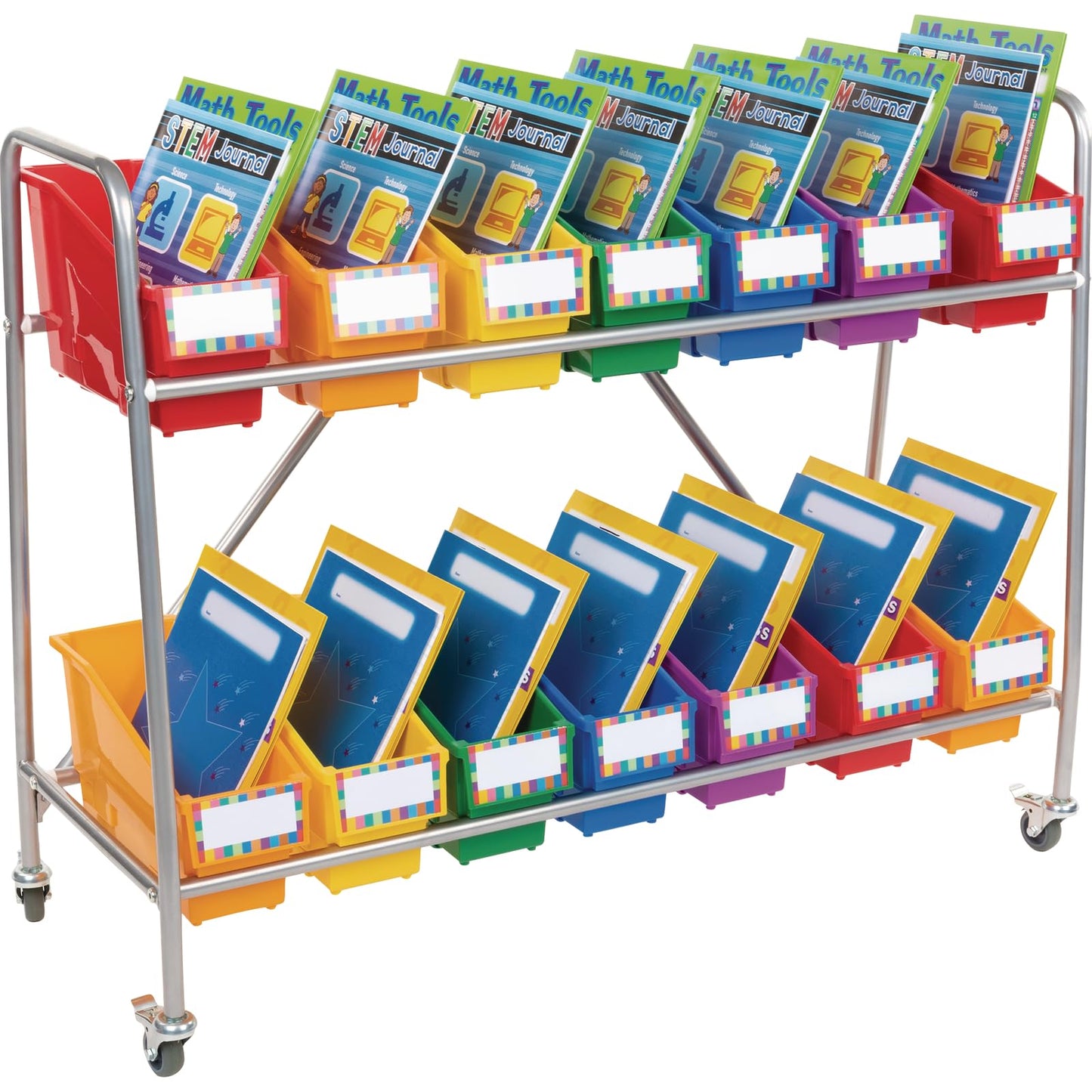 Really Good Stuff Non-Tip Book and Binder Holders with Stabilizer Wings, 5½” by 13½” by 7¾” - Set of 6, Classroom & Library Organization