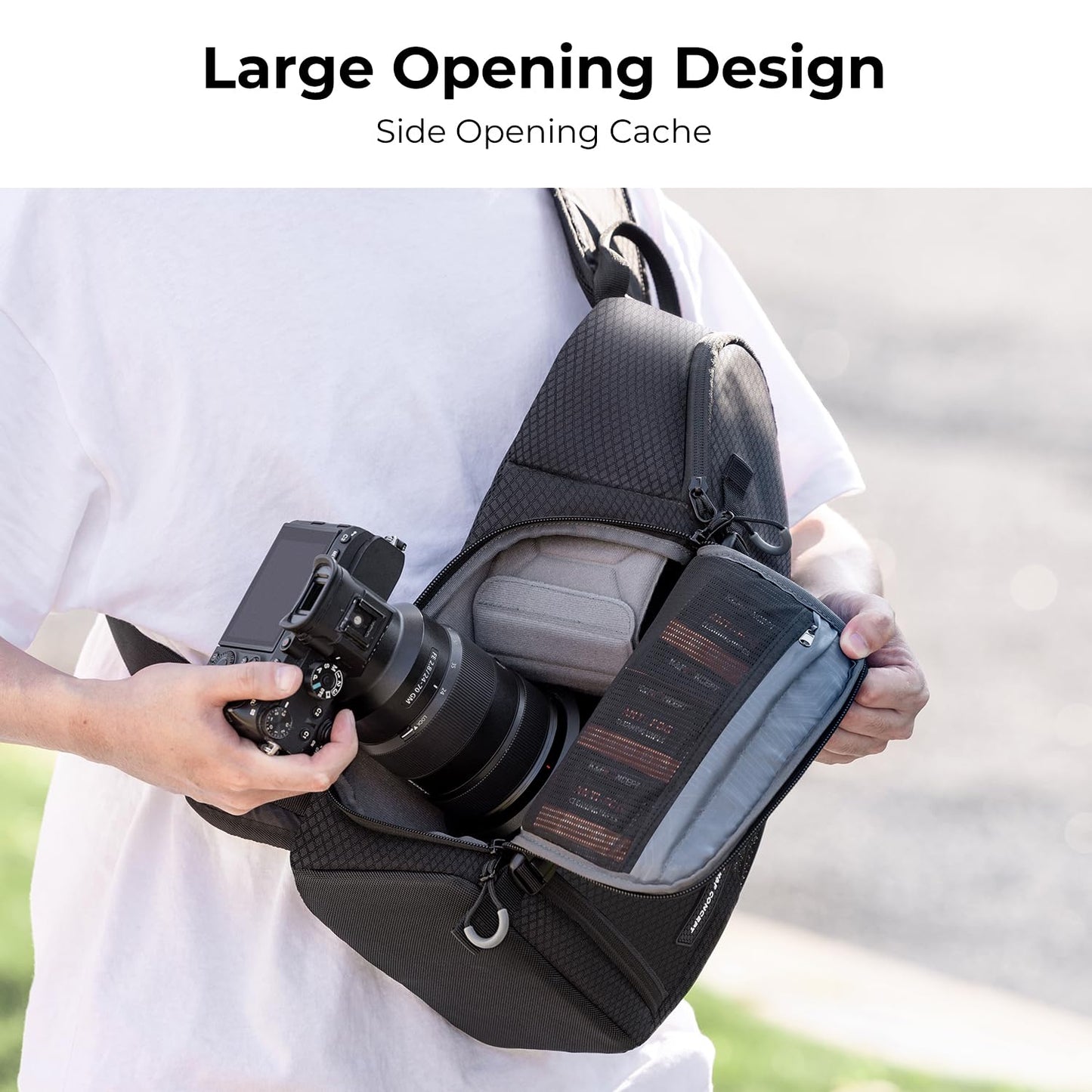 K&F Concept Camera Sling Bag Crossbody Bag Camera Shoulder Backpack DSLR/SLR/Mirrorless Photography Bags Compatible with Canon/Nikon/Sony/Fuji/Gopro/DJI