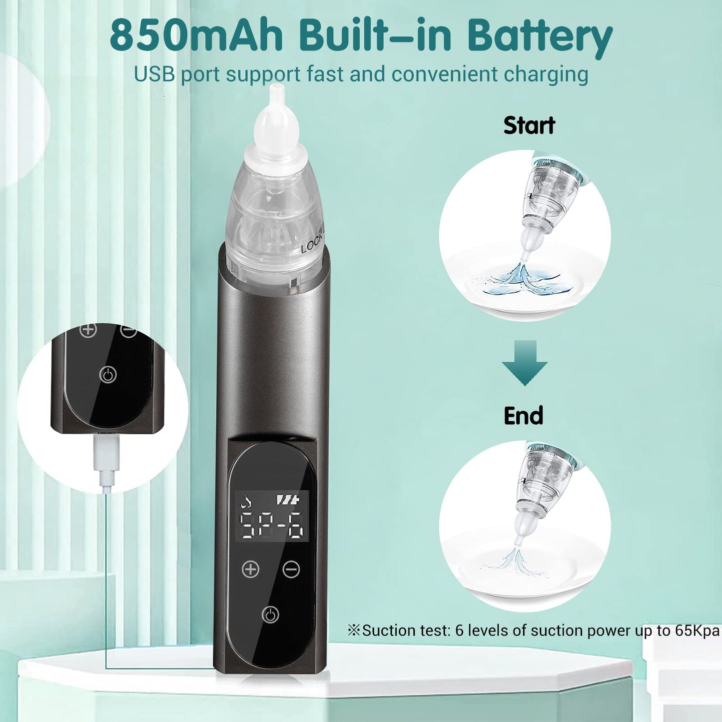 2025 Ear Wax Vacuum Removal Tool, 6 Gear Strong Suction Electric Ear Cleaner Ear Vacuum Wax Remover, USB Charge Earwax Removal Kit Reusable Soft Silicone Ear Cleaning Kit Water Remover Tool (Black)