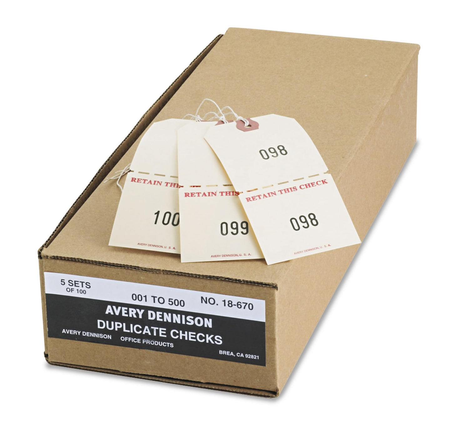 Avery 18670 Duplicate Auto Park Tags, 1-500, 4 3/4 x 2 3/8, Manila (Box of 500)