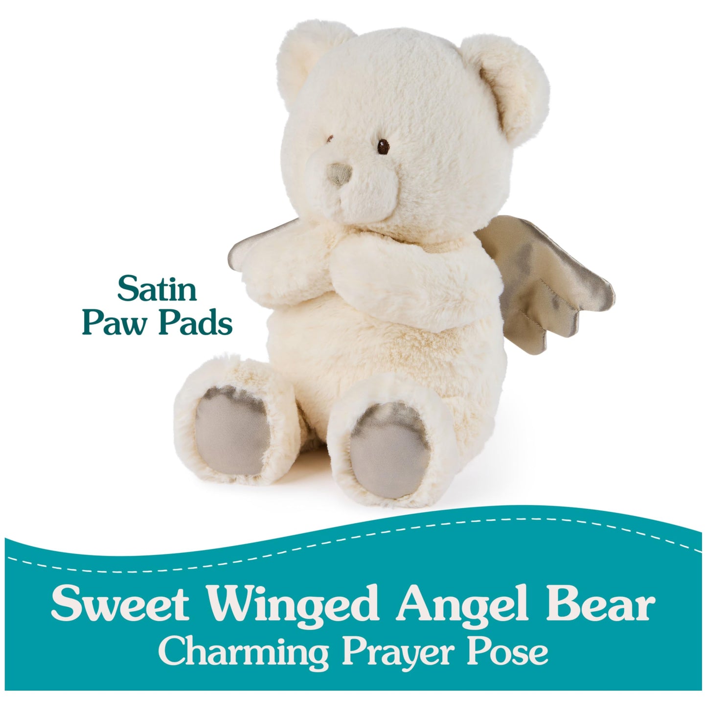 GUND Baby Angel Bear with Wings, Spiritual Teddy Bear with Chime Sound, Sensory Toy for Babies and Newborns, White, 9”