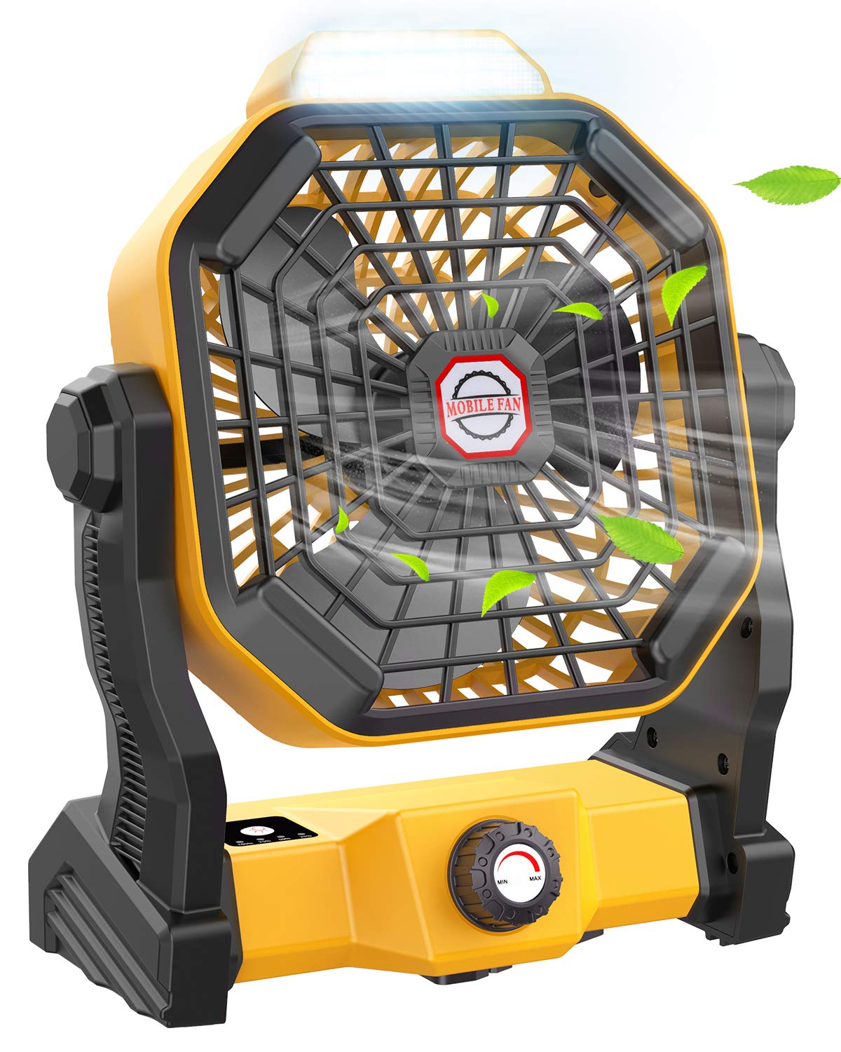 JINLICTE Solar Fan with LED Lantern, Camping Fan with 7W Solar Panel, Rechargeable Solar Powered for Outside, Quiet Battery Operated Tent for Picnic, Barbecue, Fishing, Travel