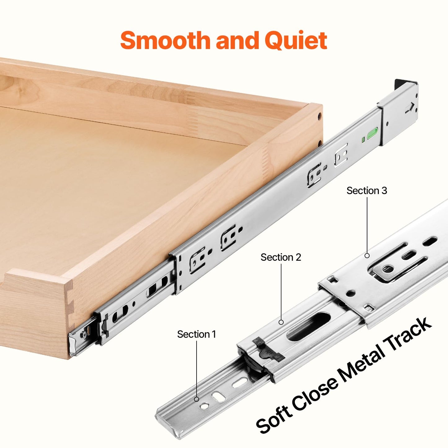 VEVOR Pull Out Cabinet Organizer, 20"W x 21"D Cabinet Drawer, Soft Close Slide out Shelf, Heavy-Duty Sliding Wood Drawer, Bottom Mount Size（20.5"W x 23"D）and Side Mount Size（21"W x 23"D）