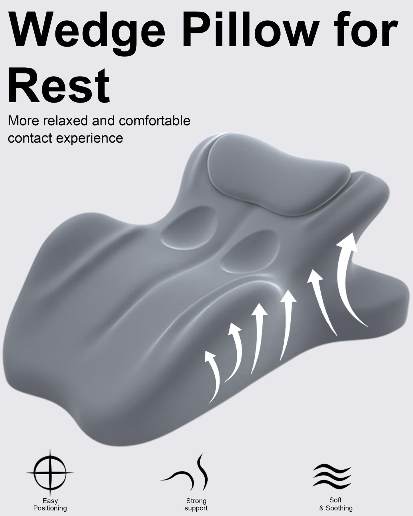 HOMEPAC Ergonomic Memory Foam Wedge Pillow, 27° Angled Support for Neck and Waist, Multi-Position Support Pillow - Grey (Plus Size 25.5 * 21.5 * 11.8 inch)