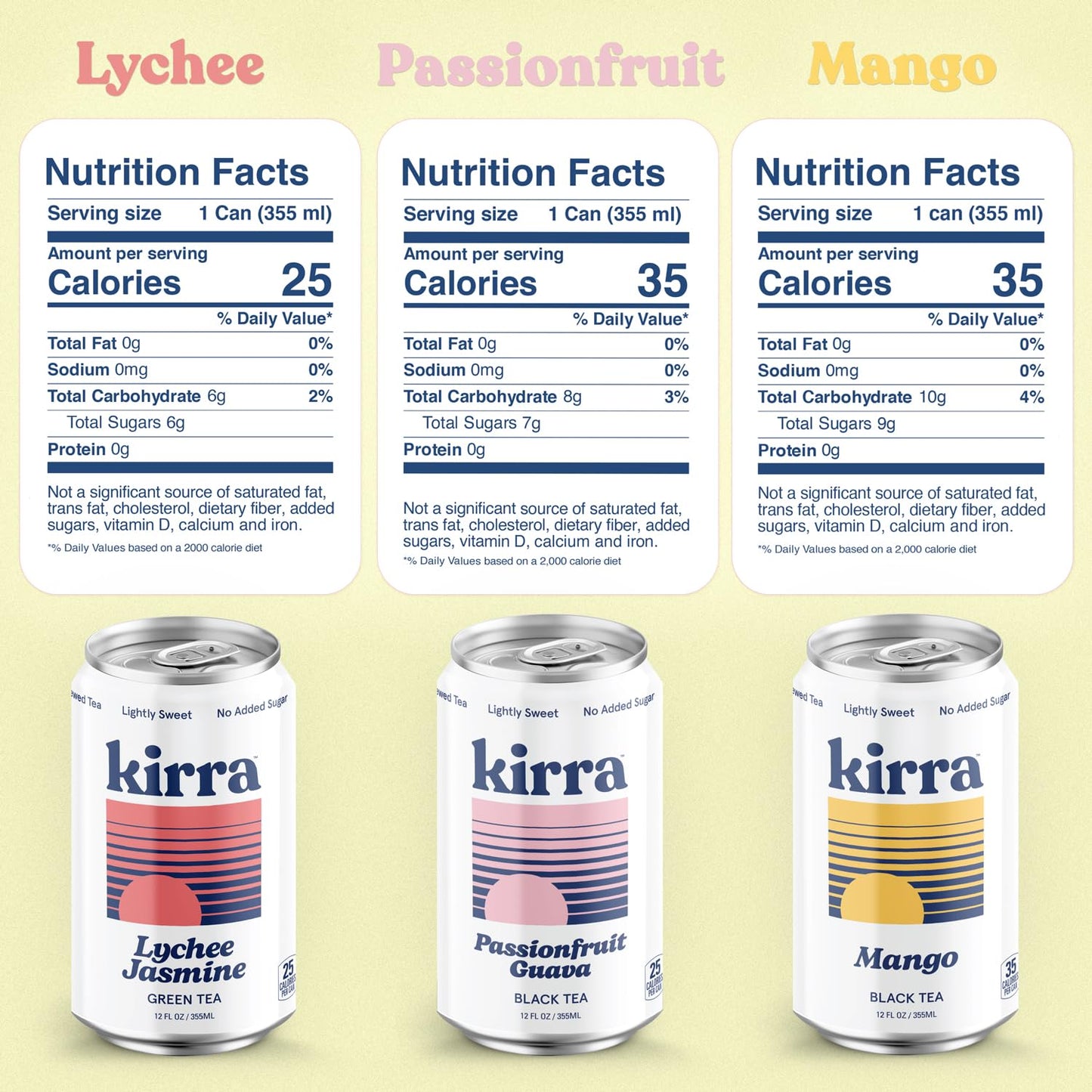 Kirra Organic Iced Tea 12 Pack Mix - Lightly Sweetened - No Added Sugar