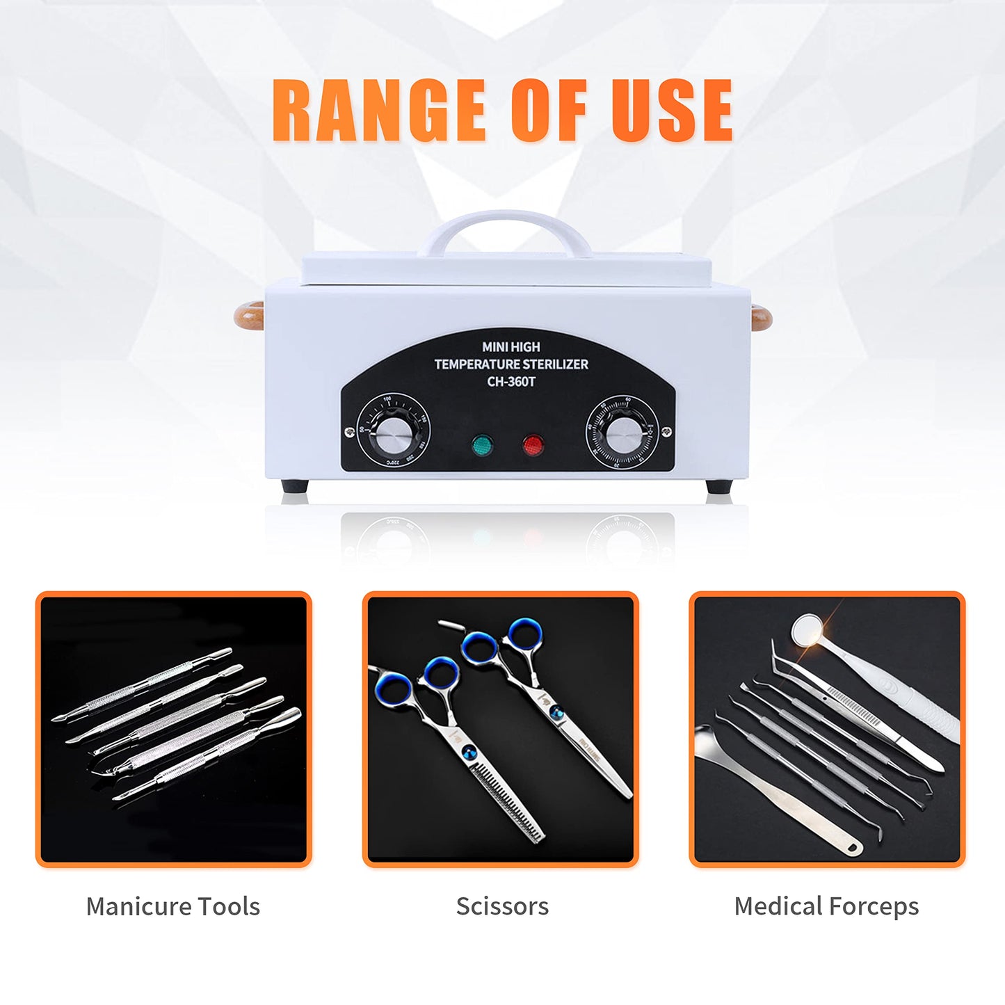 SULLMAR Nail Tool Sterilizers High Temperature Dry Box Timer Clean Box Heat Dry Box Nail Tool Dry Heat Clean，Manicure Salon Hairdressing Tool Equipment,Clean for Tweezers, Other Metal Equipment