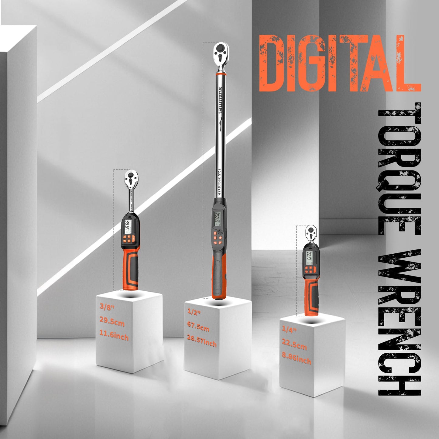 3/8 Digital Torque Wrench (2.21-44.25 Ft. Lb/ 3-60 N.m) ±2% Accuracy Digital Torque Wrench 3/8 Drive with Buzzer and LED Flash Notification Peak/Track Mode Electric Torque Wrenches For Moto Bike Car