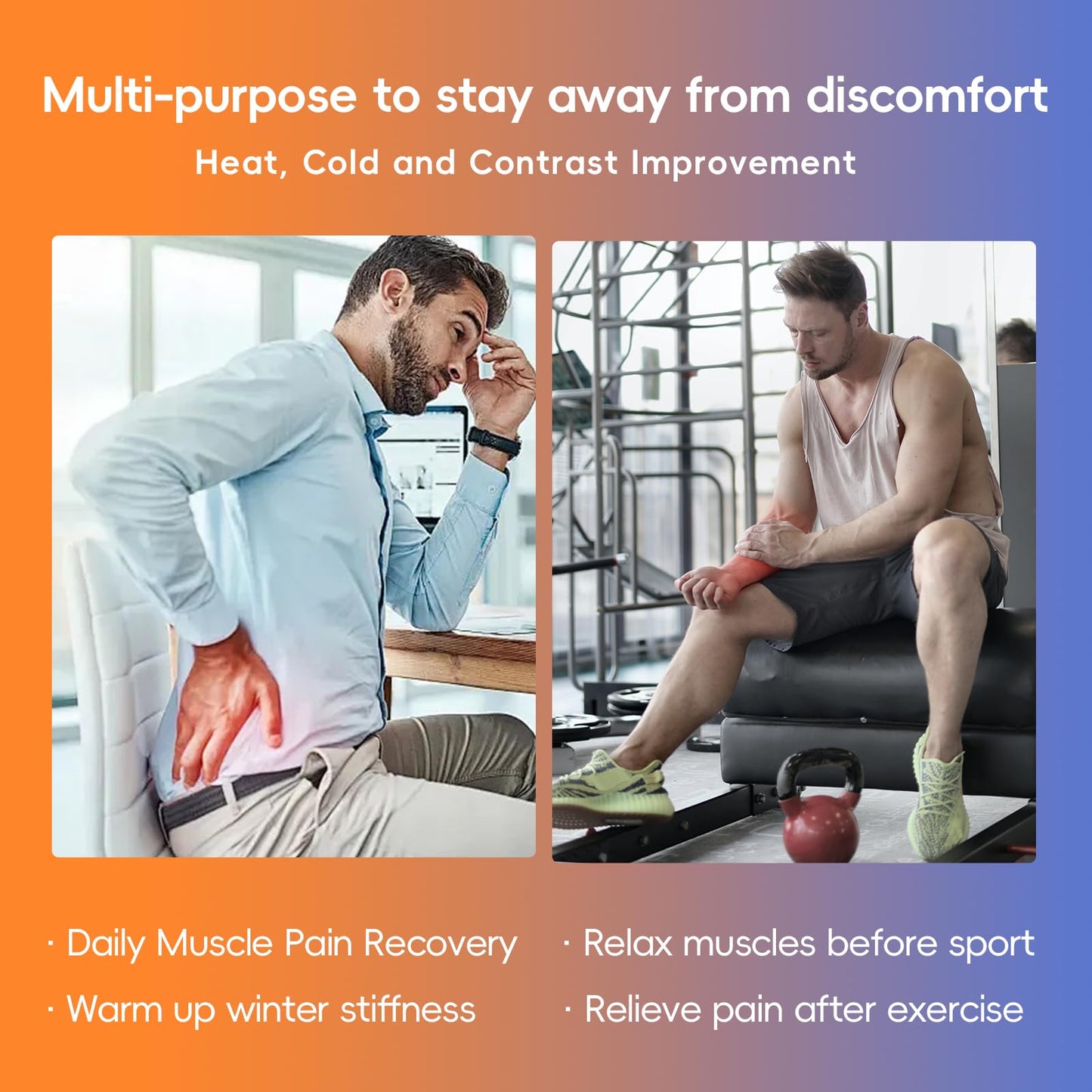 Instant Heat Cold Relief Machine, Portable Heating Pad for Pain Relief, Muscle Relaxer, Contrast Electric Heating Pad Cold Pack, Wearable Cordless Heating Pad for Neck Shoulders Back Arm Leg Knee
