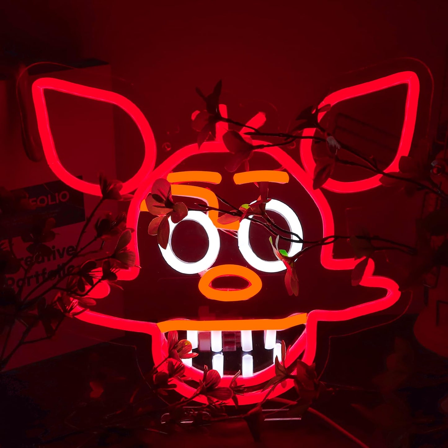 Fnaf Fox Neon Sign for Wall Decor，Five Nights LED Neon Lights for Gameroom，Birthday、Christmas Gifts for kids