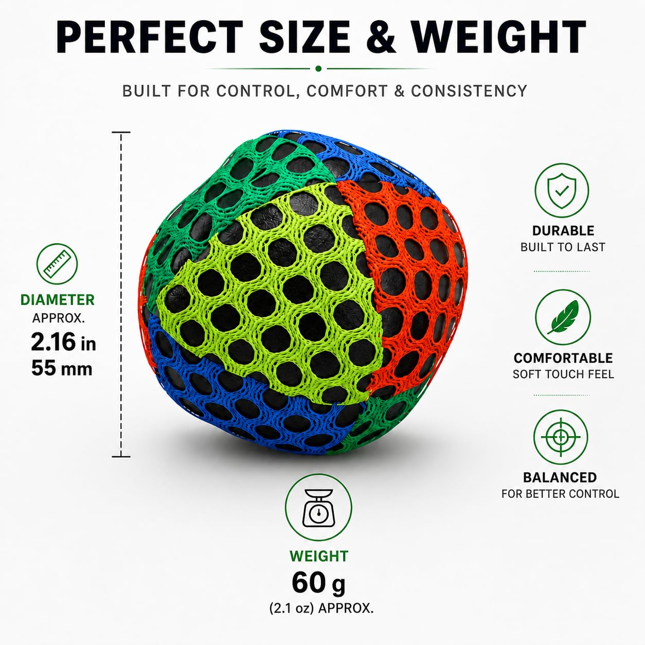 speevers Footbag for Adults and Kids, Footbag Balls 3 Set, Kick Bags Professional with Carry Case (White Black)