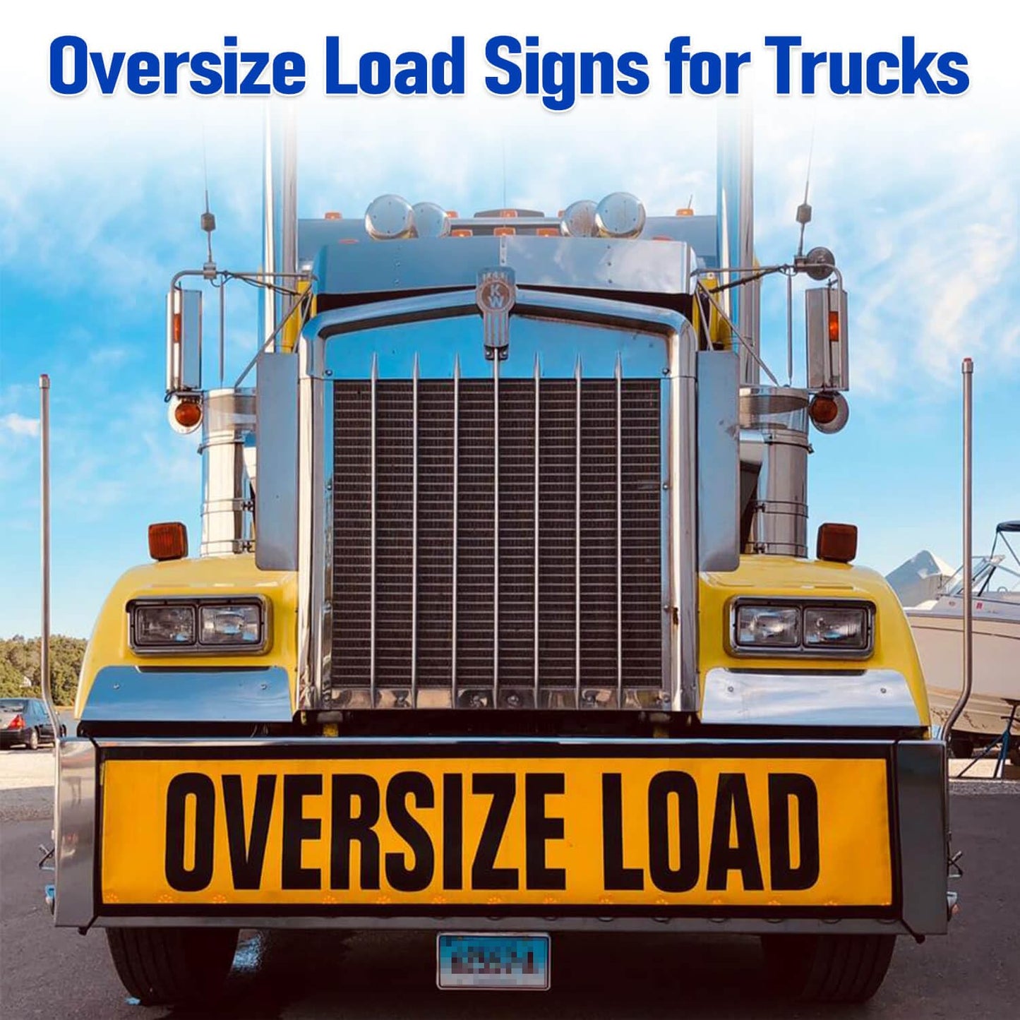 Oversize Load Signs for Trucks and Pilot Cars, 2 Oversize Load Banner, 4 Red Flag Warning with Bungee Hook, Wide Load Signs for Trucks Trailer Semi, Heavy Duty Mesh