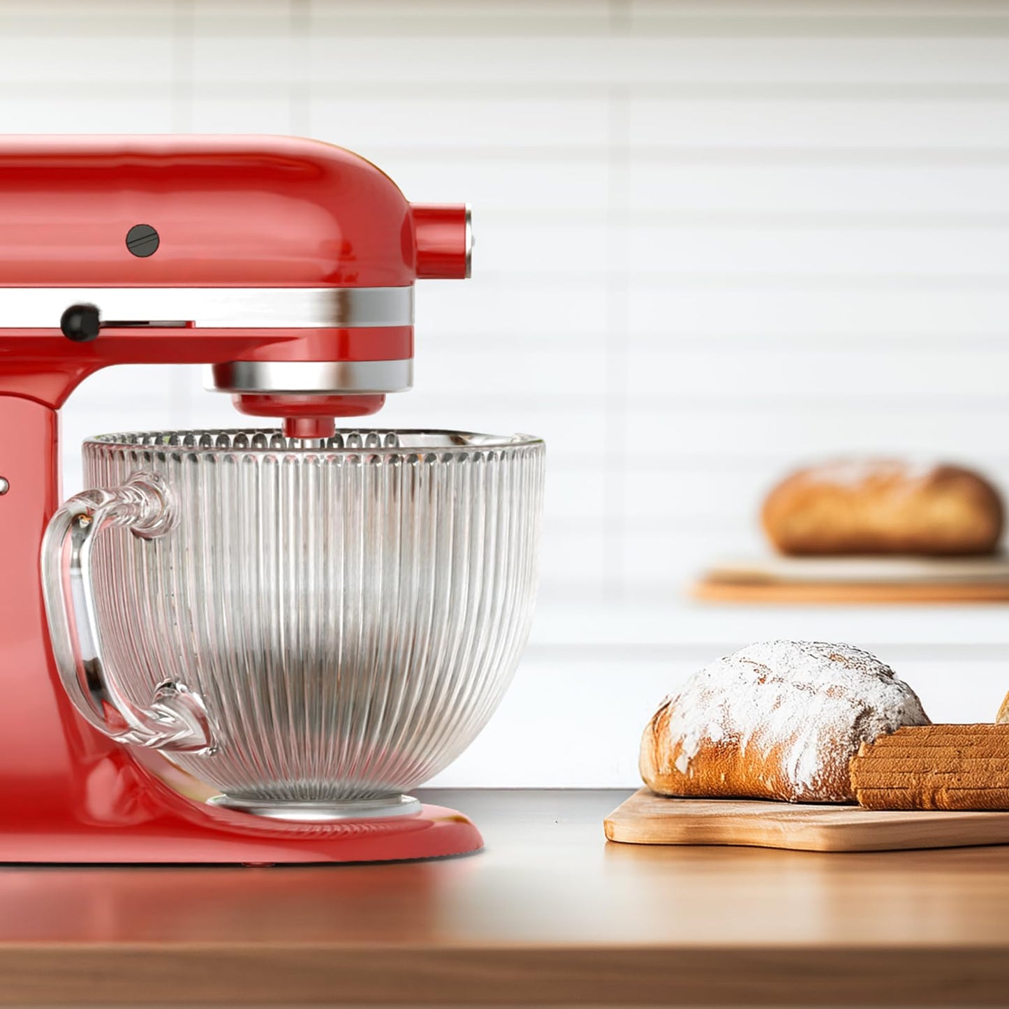 Glass Bowl for KitchenAid Mixer, 4.5-5 Quart Tilt-Head for KitchenAid Glass Mixer Bowl for Stand Mixer With Pour Spout and Measurement Markings, Dishwasher Safe