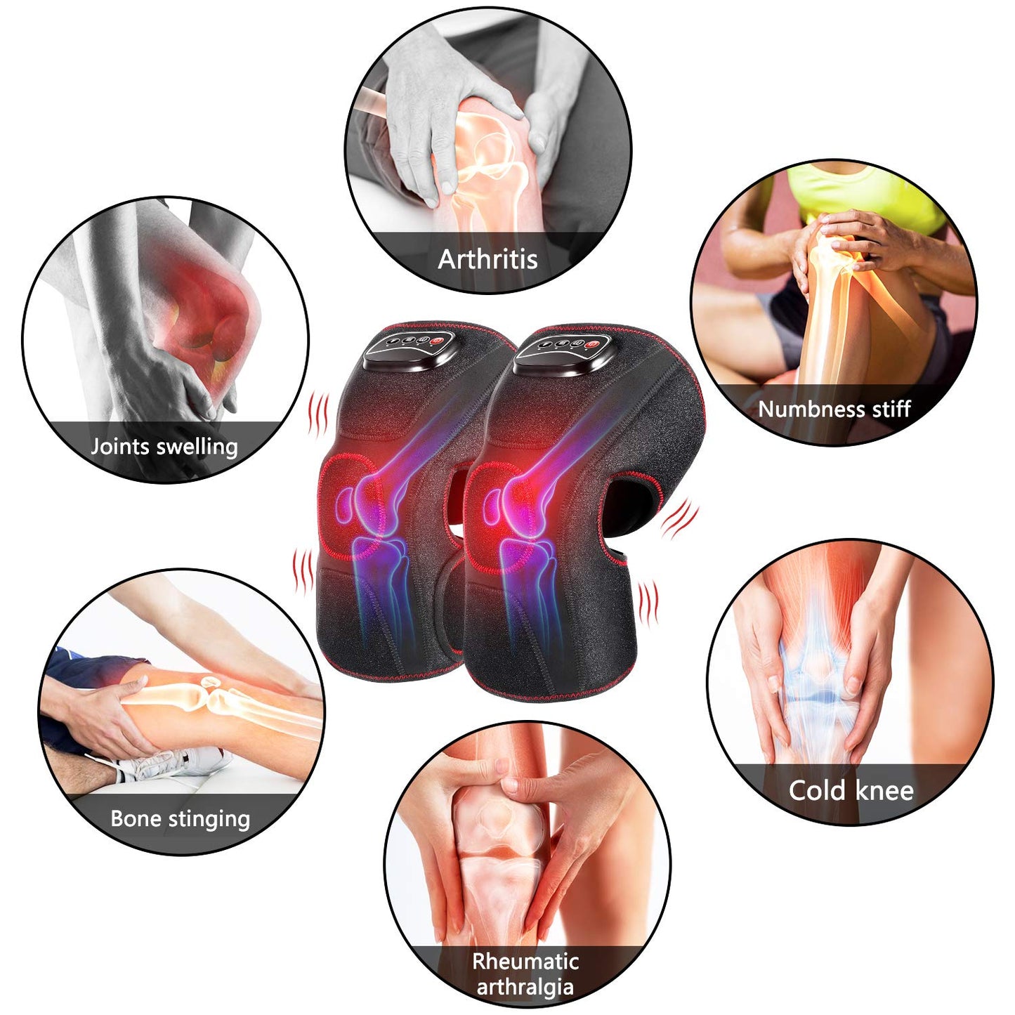 QUINEAR Knee Massager with Heat, Air Compression Leg Knee Brace Wrap for Arthritis Pain Relief Eletric Heating for Joint Pain, Cramps and Circulation 3 Modes & 3 Intensities - FSA or HSA Eligible