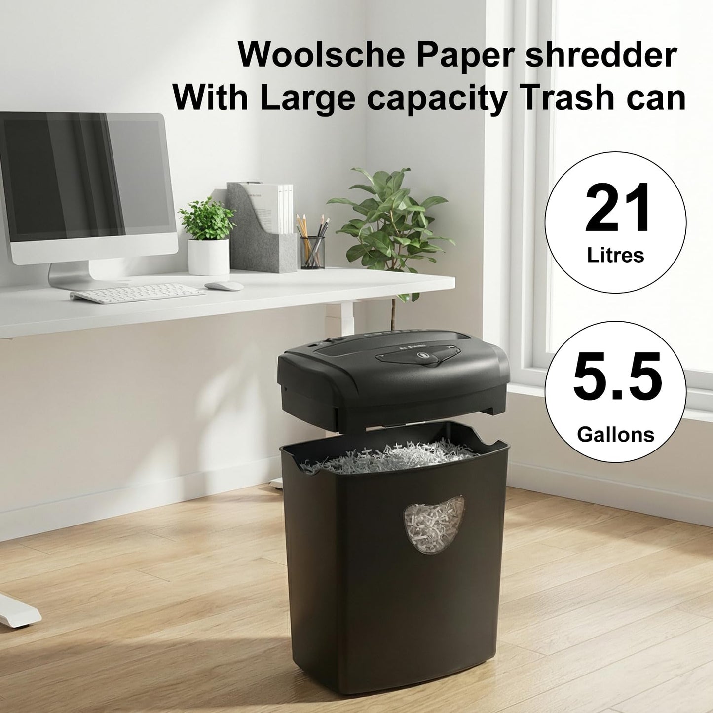 Paper Shredder for Home，Shred 12 Sheet Cross Cut,5.55-Gallon Basket, P-4 Security,Shred Paper/Cards/CDs/Staples/Clips - Jam Proof System for Home Office