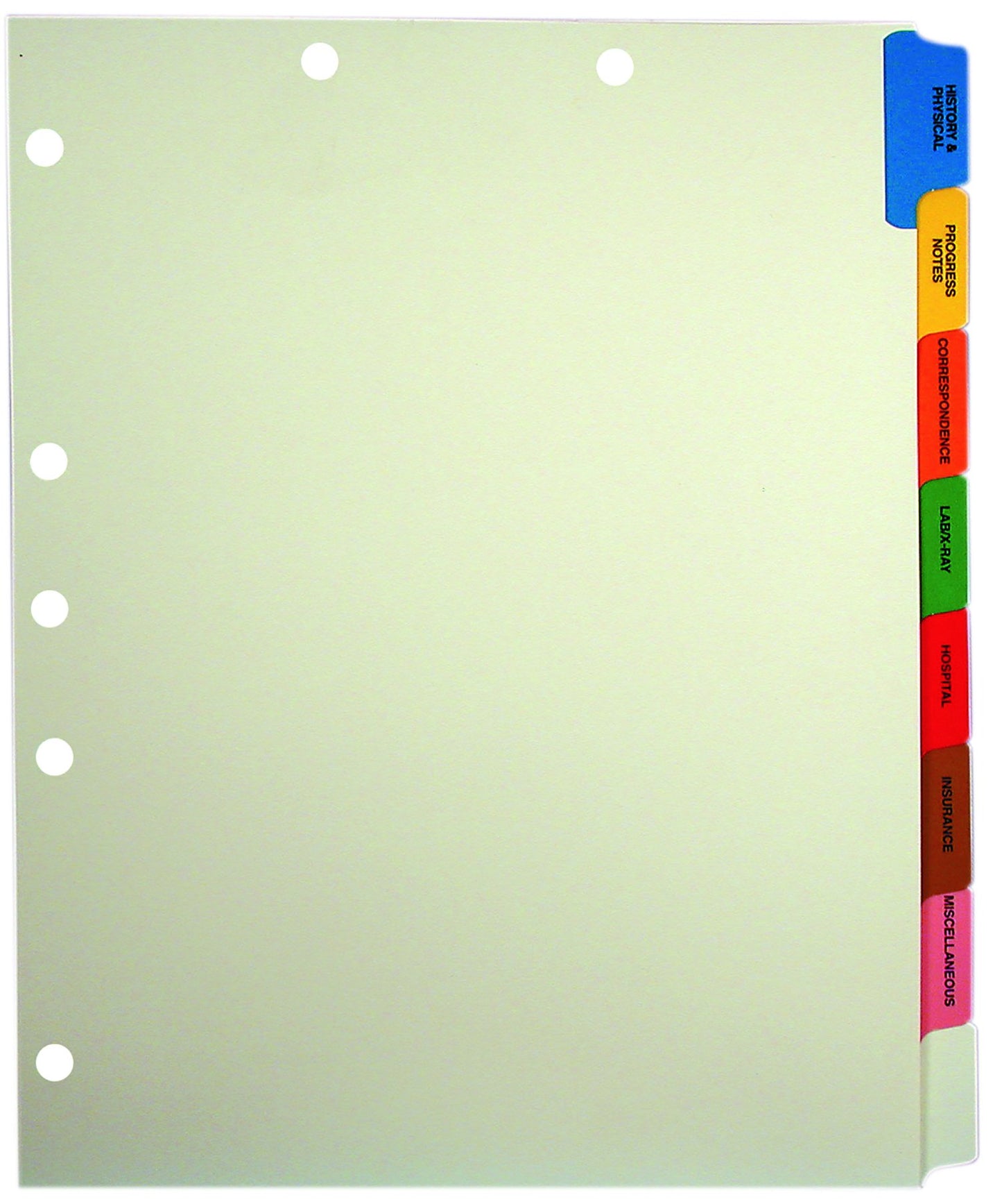 Tabbies TAB54505 Medical Chart Index Set, 8 Side Tab, 9 in. x 11 in., 40-BX, MLA