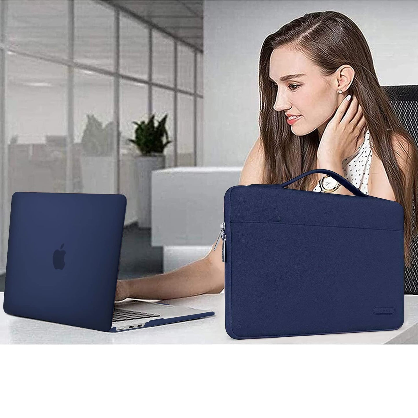 MOSISO Compatible with MacBook Air 13 inch Case M5 2026 M4 2025 M3 M2 2024-2022 A3449 A3240 A3113 A2681,Hard Shell&Sleeve Bag&Keyboard Skin&Webcam Cover&ScreenFilm for MacBook Air 13.6, Navy Blue