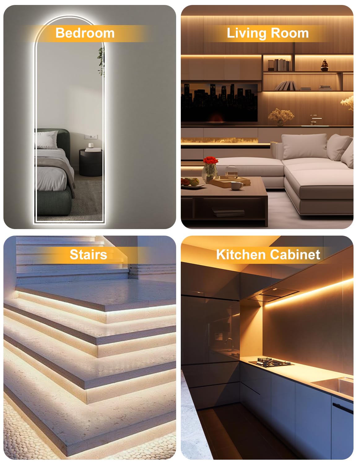 COB LED Strip Light 16.4ft, Dimmable 2300K-6500K White CCT Tunable, DC 24V Cuttable LED Tape Light, High Density 3040 LED 36W CRI 90, APP Remote Control, Music Mode, For Home DIY, Living Room, Bedroom