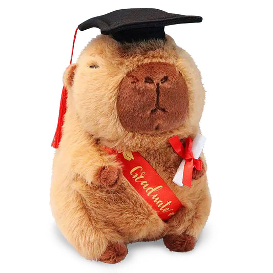 CHDBLOCK Graduation Capybara Plush Gift Set Include Stuffed Animal Capybara with Gown Cap with Graduation Gift for Him Her(Brown)