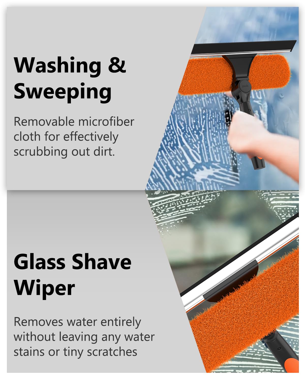 SKGPOLE 26FT Reach Window Squeegee for Window Cleaning Kit with 5-20 Foot Telescoping Extension Pole, 2 in 1 Window Squeegee, Cobweb Duster, Dust Kit Window Washing Kit for Car, Shower Glass Door