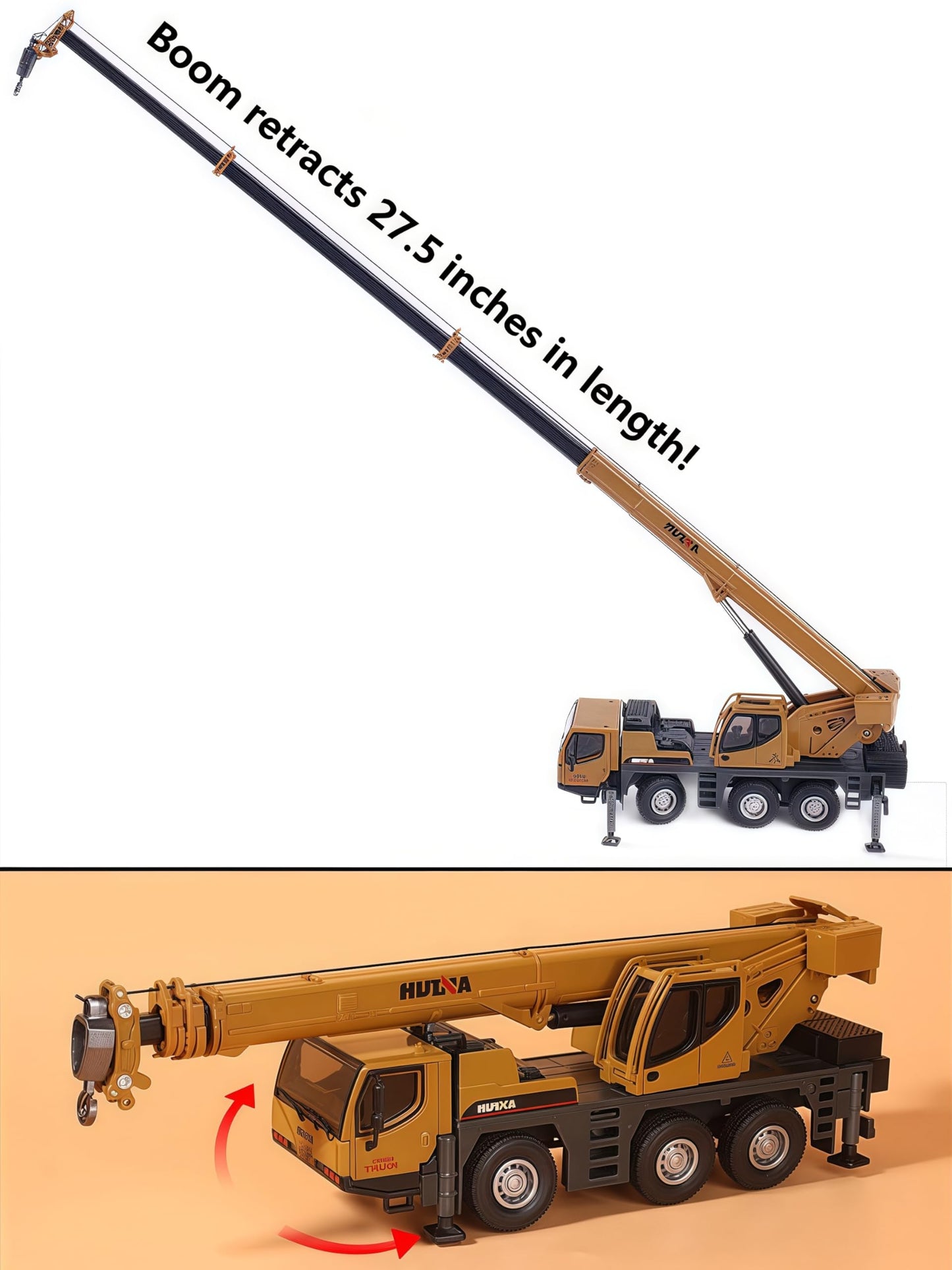 Gemini&Genius 1/50 Scale Auto Crane Toys, Mobile Crane Truck Construction Vehicle, Alloy Boom Truck Engineering Car Models, Great Gifts, Collection, Cake Topper, Room Decoration for Kids