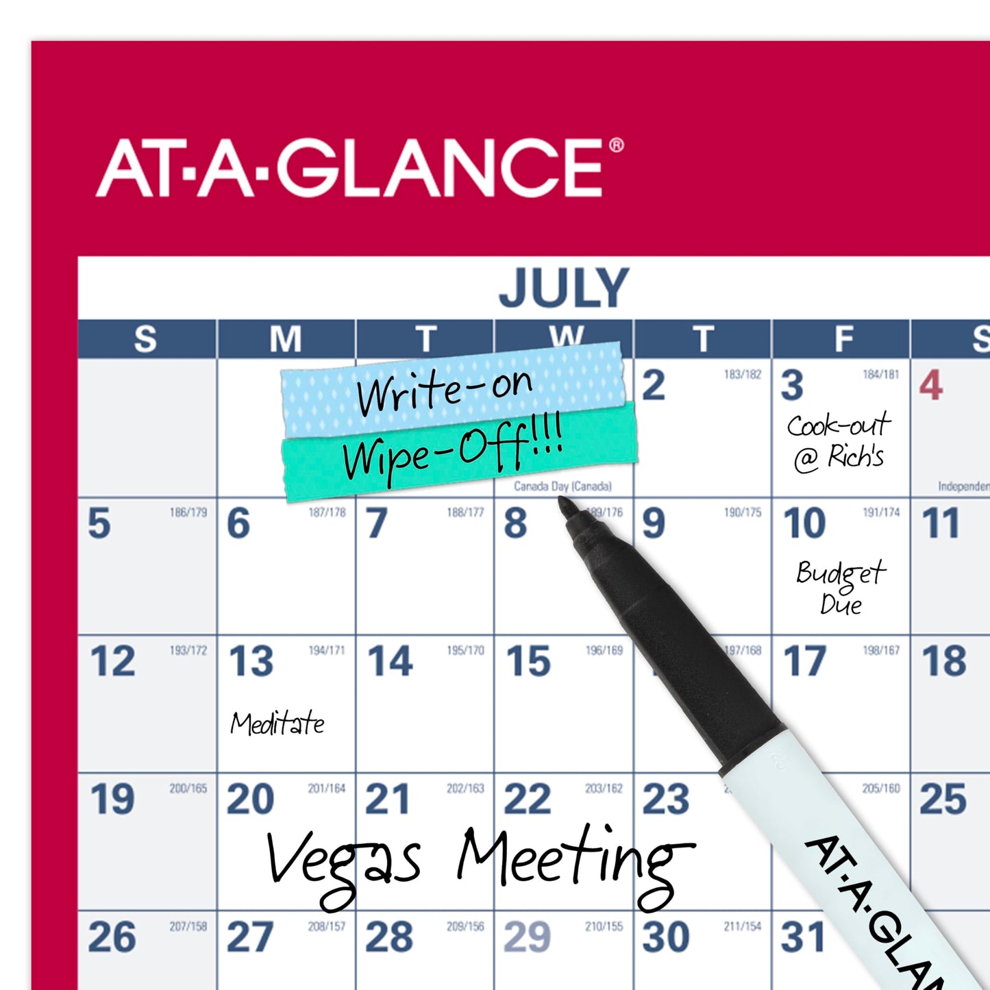 AT-A-GLANCE Dry Erase Calendar 2026-2027 Academic & Regular Year Wall Planner, 12-Month, 48" x 32", Double Sided, Horizontal (PM326S28)