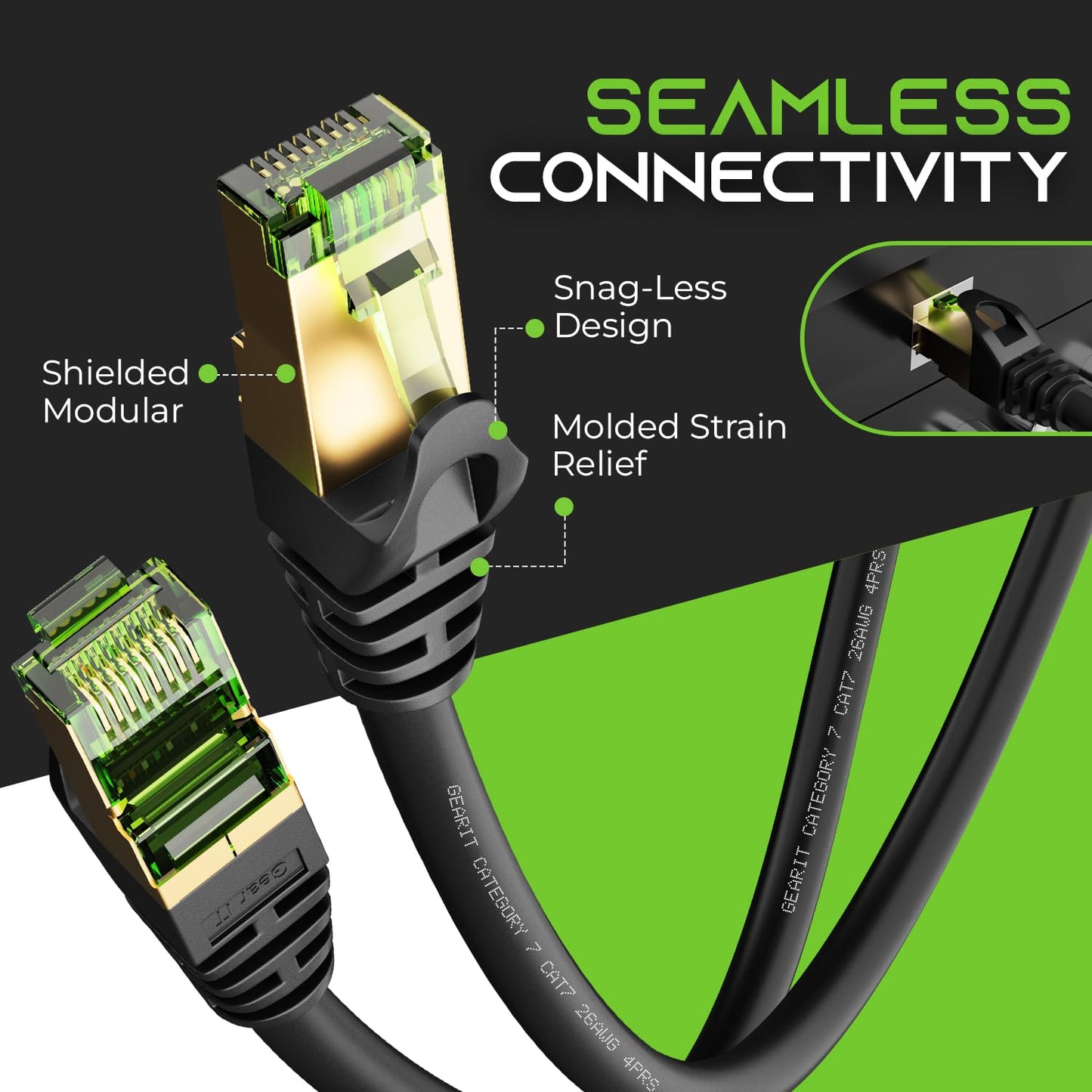 GEARit Cat7 Outdoor Ethernet Cable (150ft) SFTP Shielded Foil Twisted Pair, Pure Copper, LLDPE, Waterproof, Direct Burial, In-Ground, UV Resistant, POE, Network, LAN, Internet, Cat 7-150 Feet
