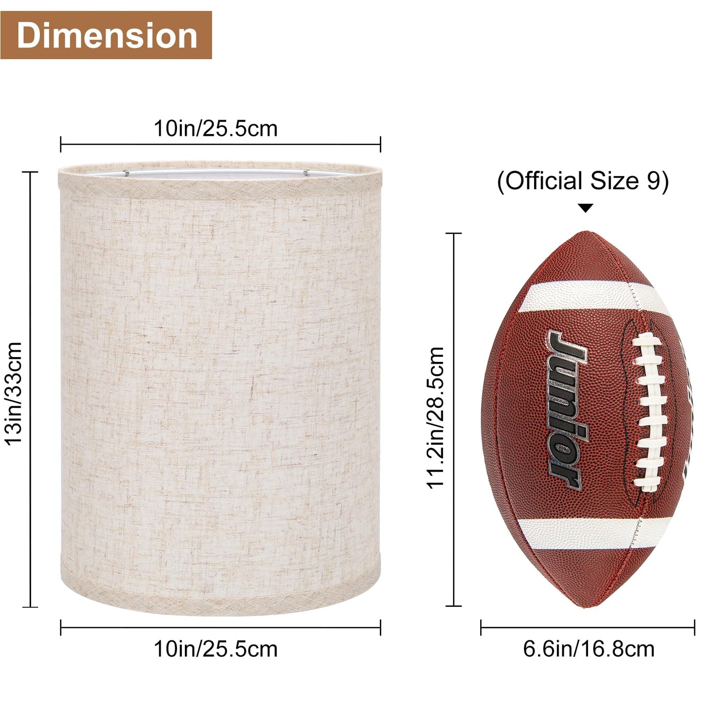 Tall Drum Lamp Shades Set of 2, 10"Top x10" Bottom x 13"High, Beige Lampshade for Table Lamp Floor Lamp, Replacement Lampshades Natural Linen Handcrafted, Spider, Harp Holders Included, Easy Assembly